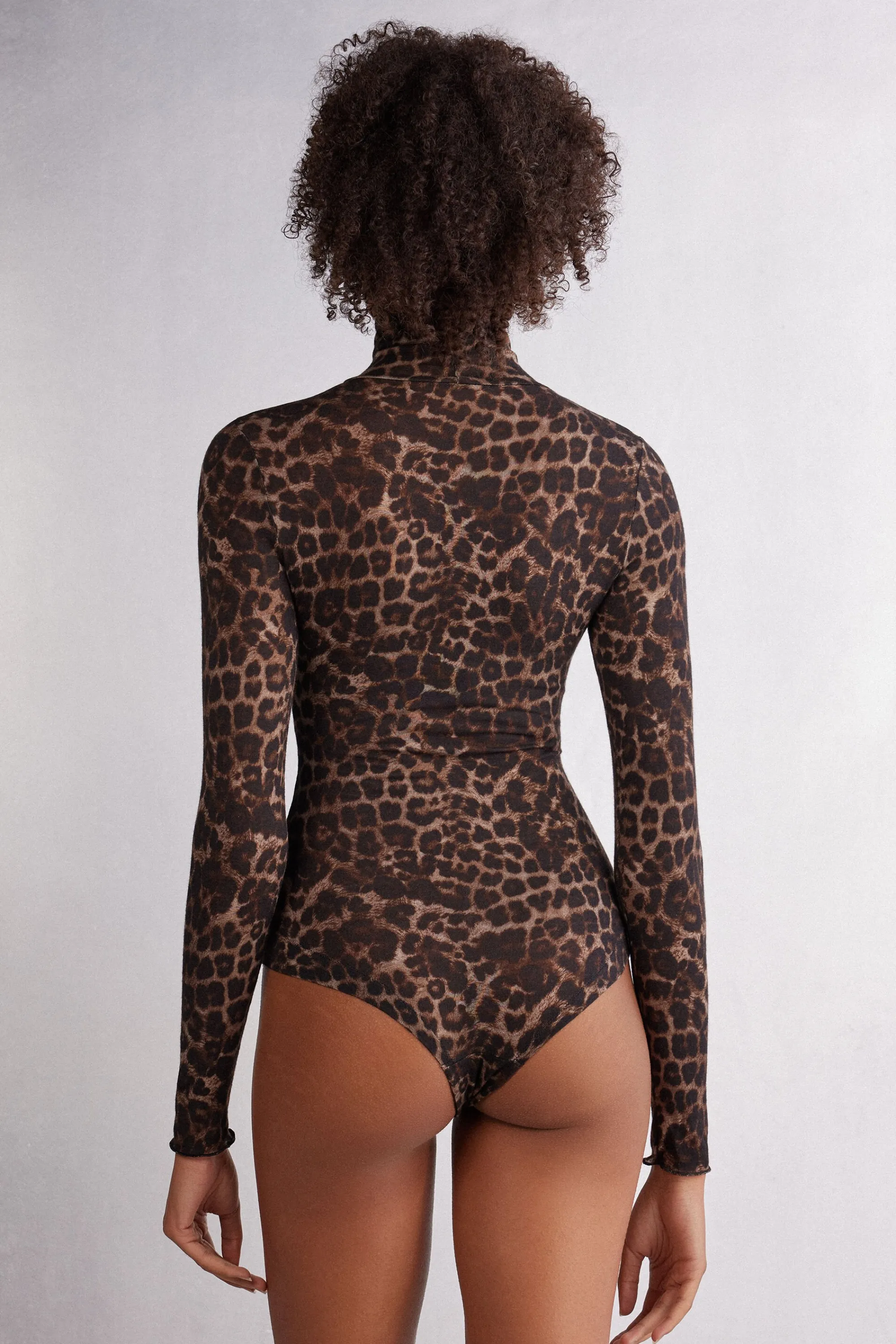 Intimissimi Body Manica Lunga Modal Ultralight con Cashmere Luxurious Leopard