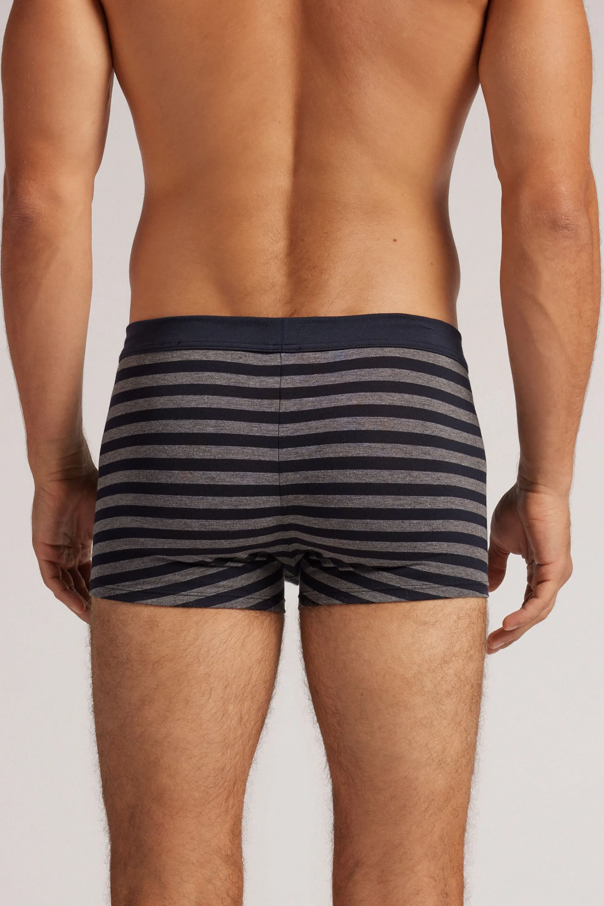 Intimissimi Boxer Cotone Superior Stampa Righe Blu Grigio