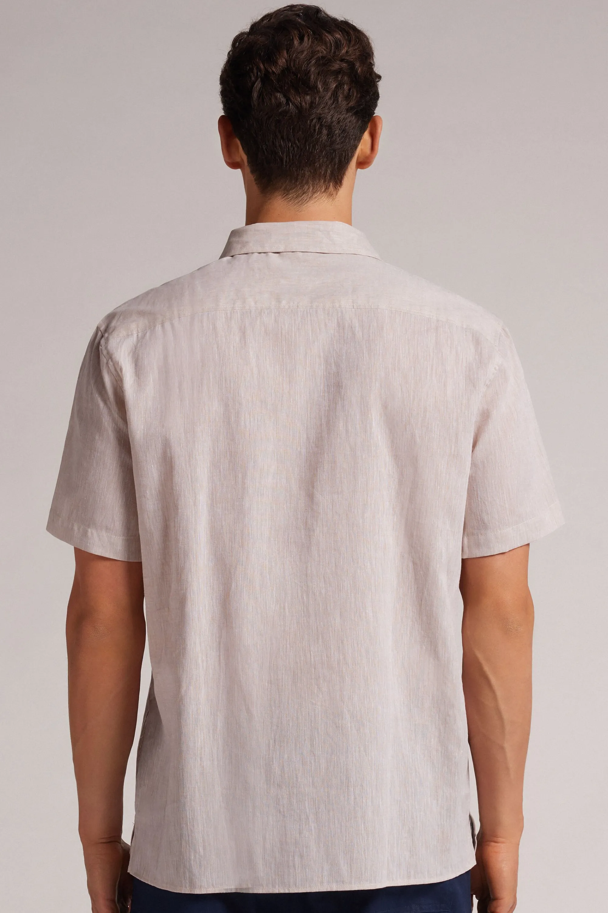 Intimissimi Camicia a Manica Corta in Lino e Cotone