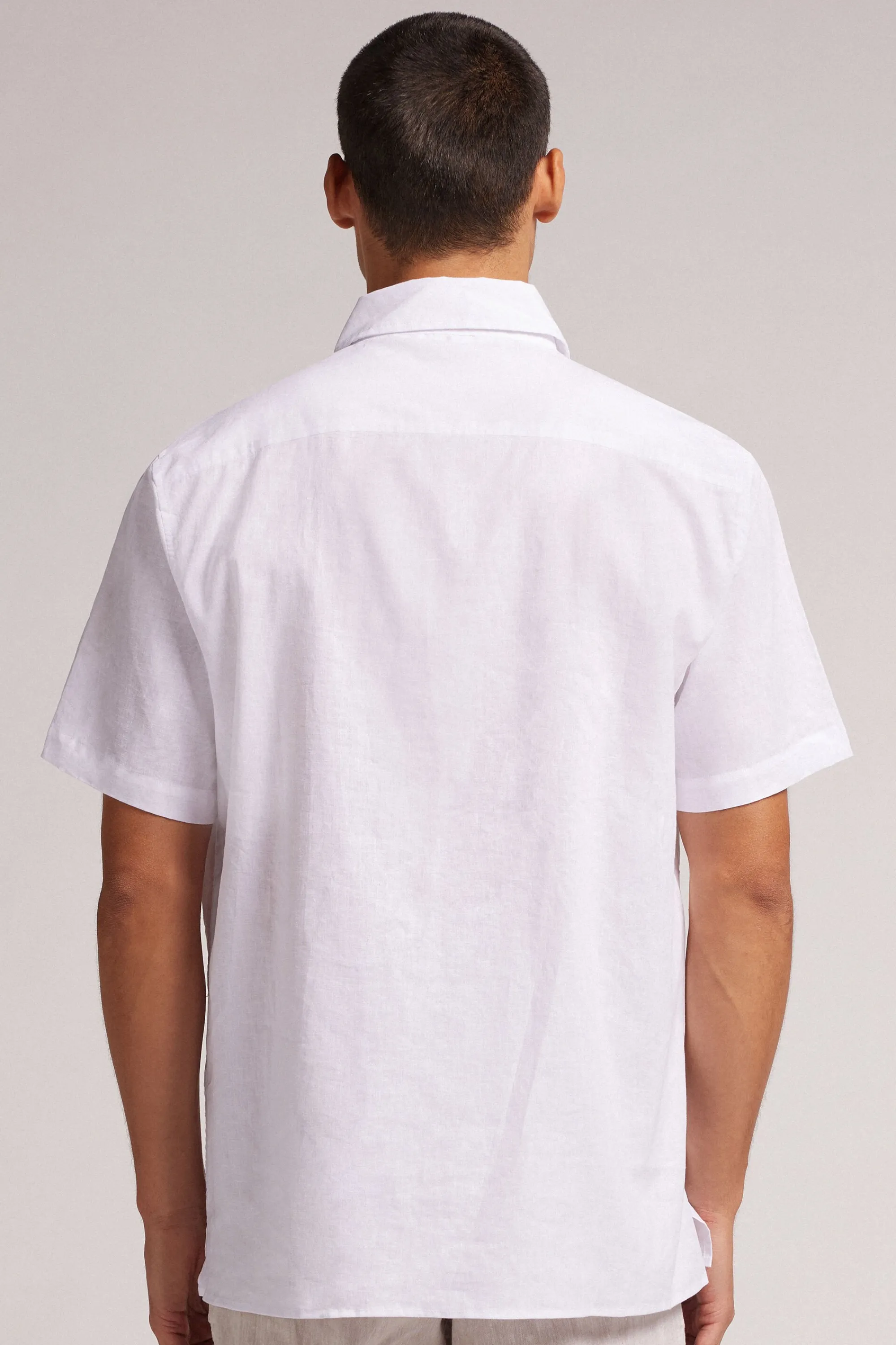 Intimissimi Camicia a Manica Corta in Lino e Cotone
