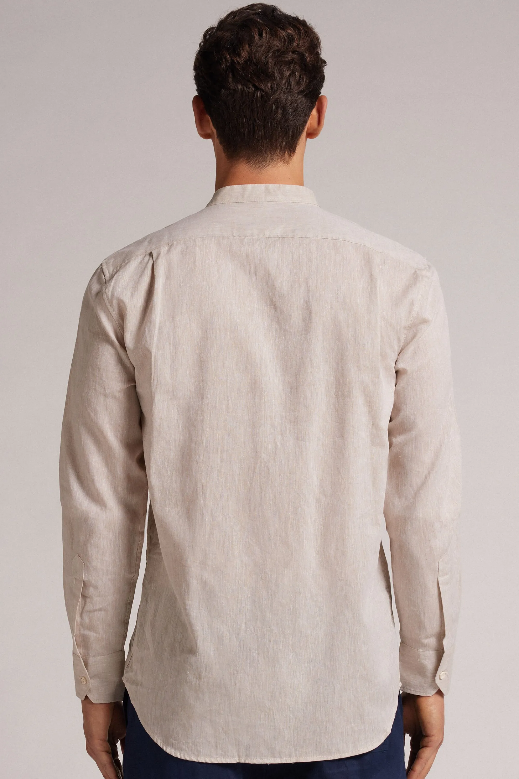 Intimissimi Camicia Collo Coreana in Lino e Cotone