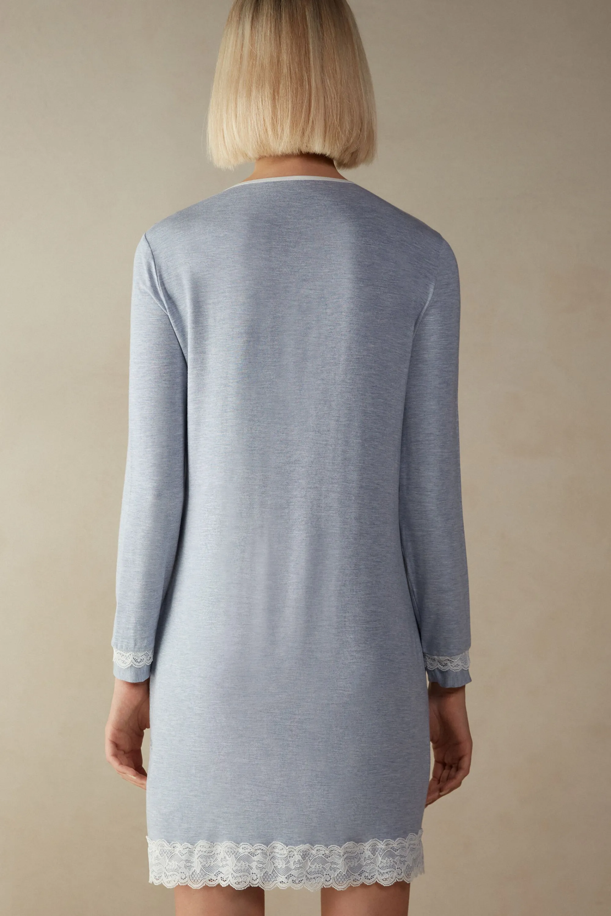Intimissimi Camicia da Notte Aperta con Dettagli in Pizzo