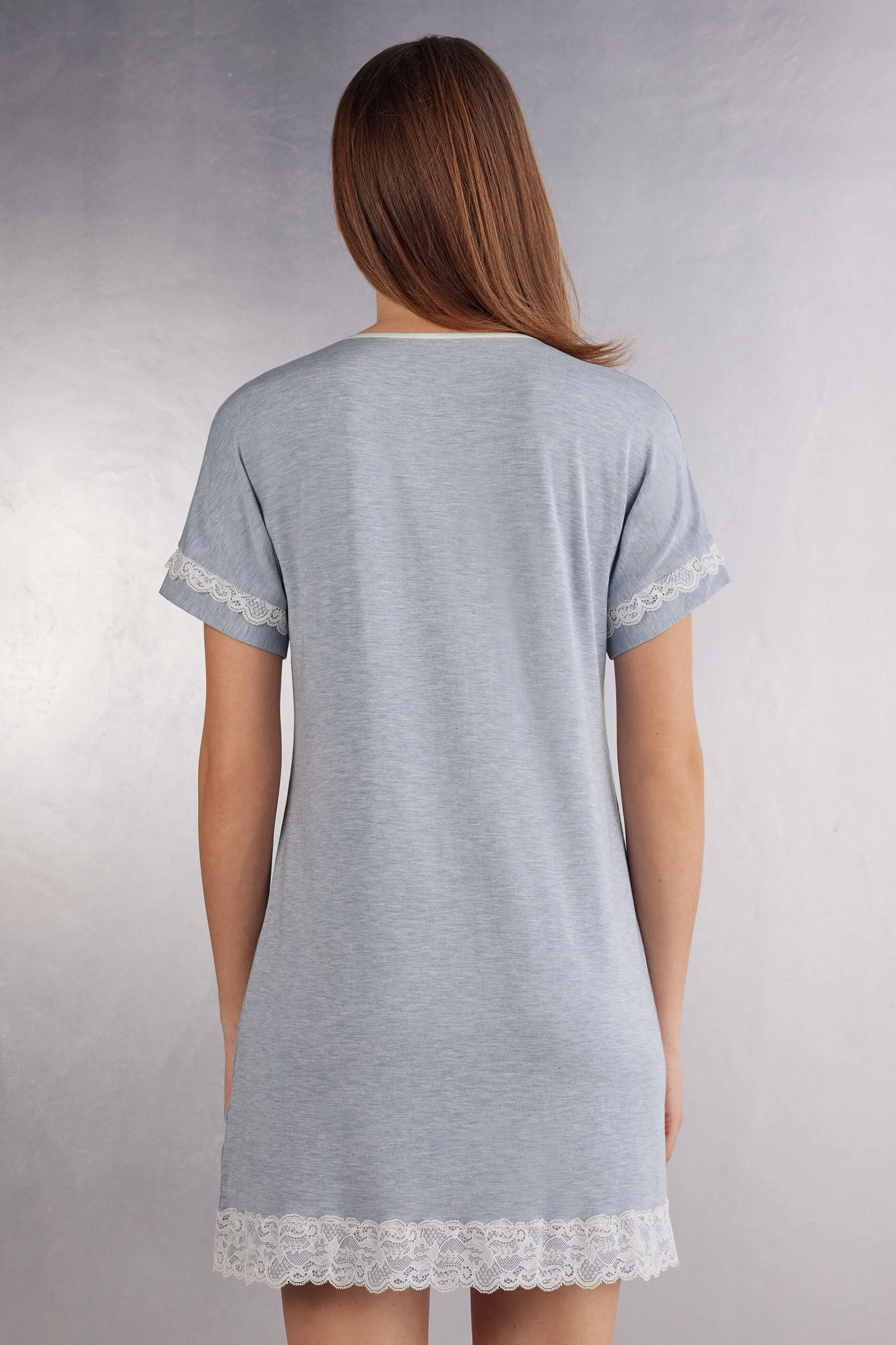 Intimissimi Camicia da Notte Aperta Davanti con Dettagli in Pizzo