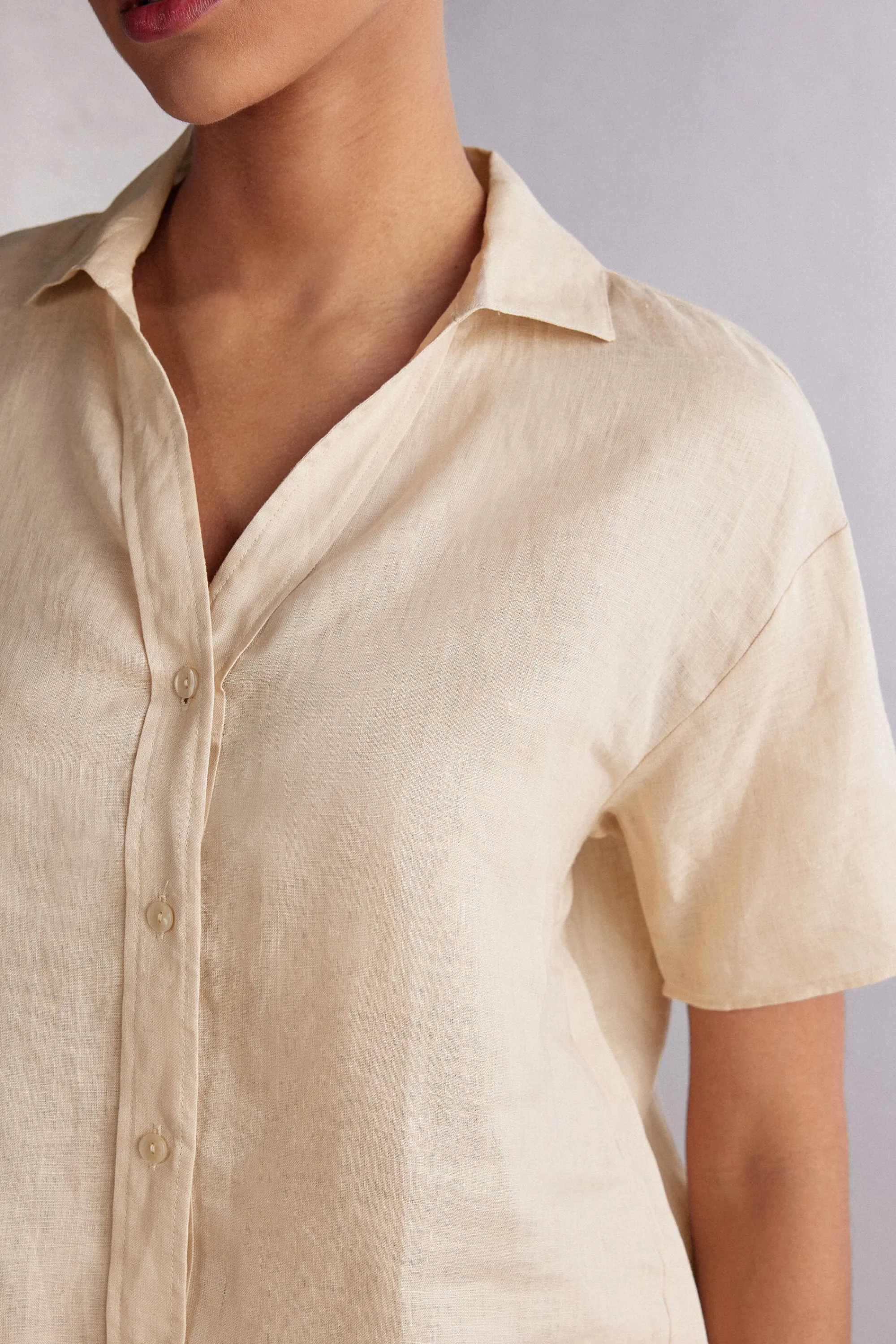 Intimissimi Camicia Manica Corta in Tela di Lino