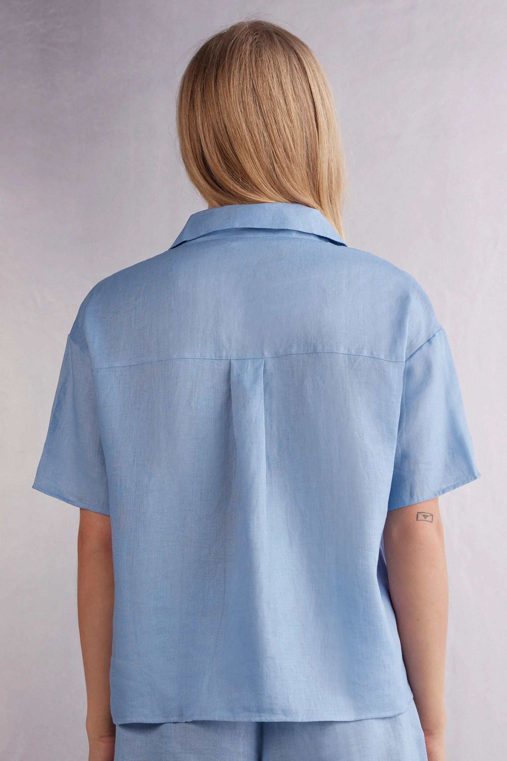 Intimissimi Camicia Manica Corta in Tela di Lino