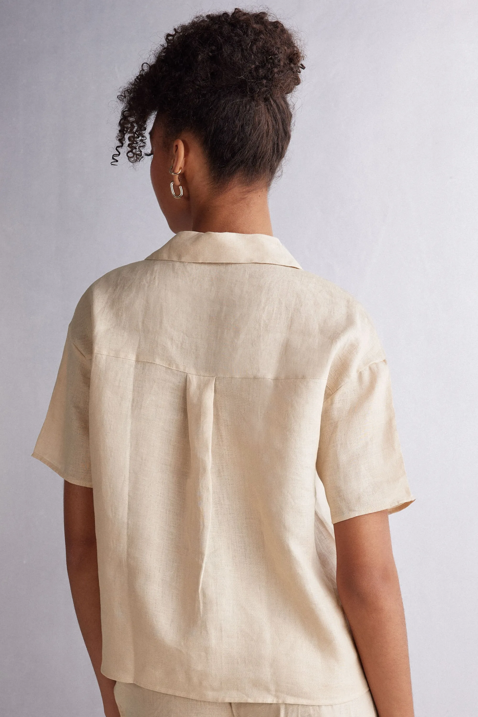 Intimissimi Camicia Manica Corta in Tela di Lino