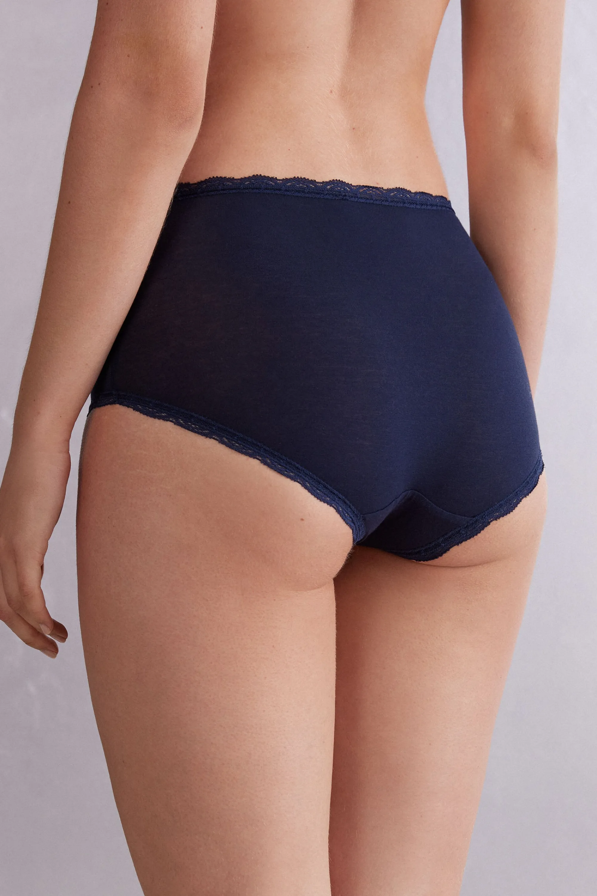 Intimissimi Culotte a Vita Alta in Cotone e Pizzo