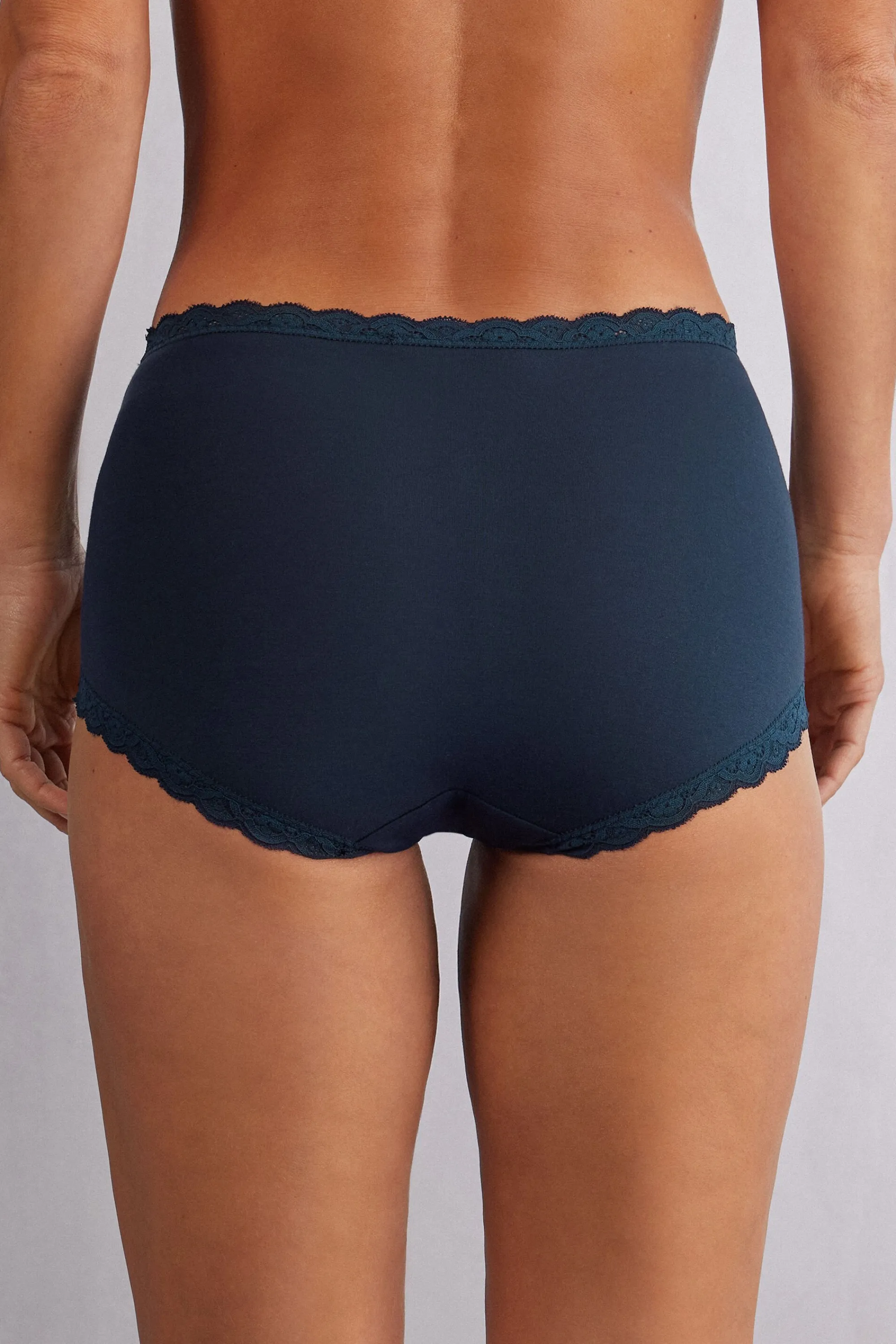 Intimissimi Culotte Vita Alta in Cotone e Pizzo