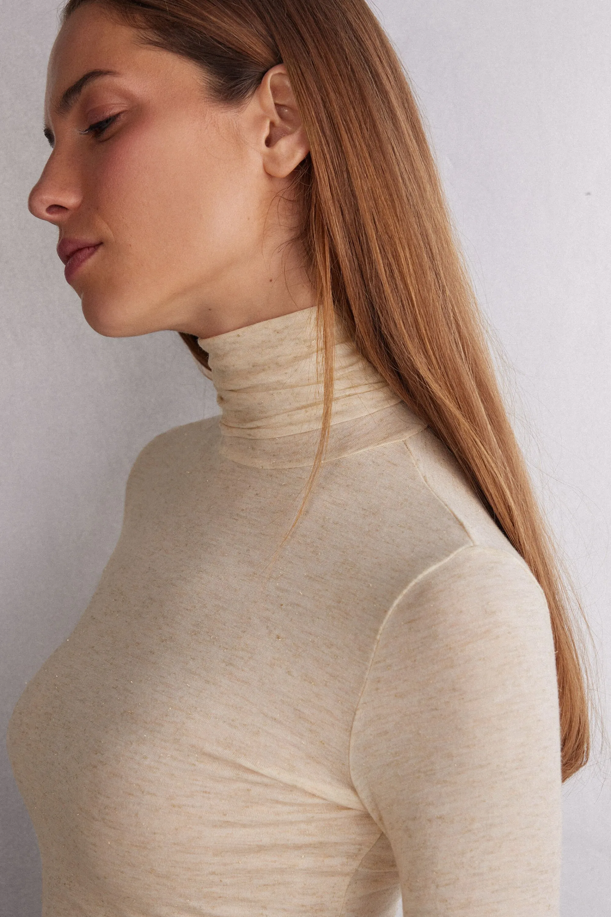 Intimissimi Maglia Collo Alto in Modal Light con Cashmere Lamè