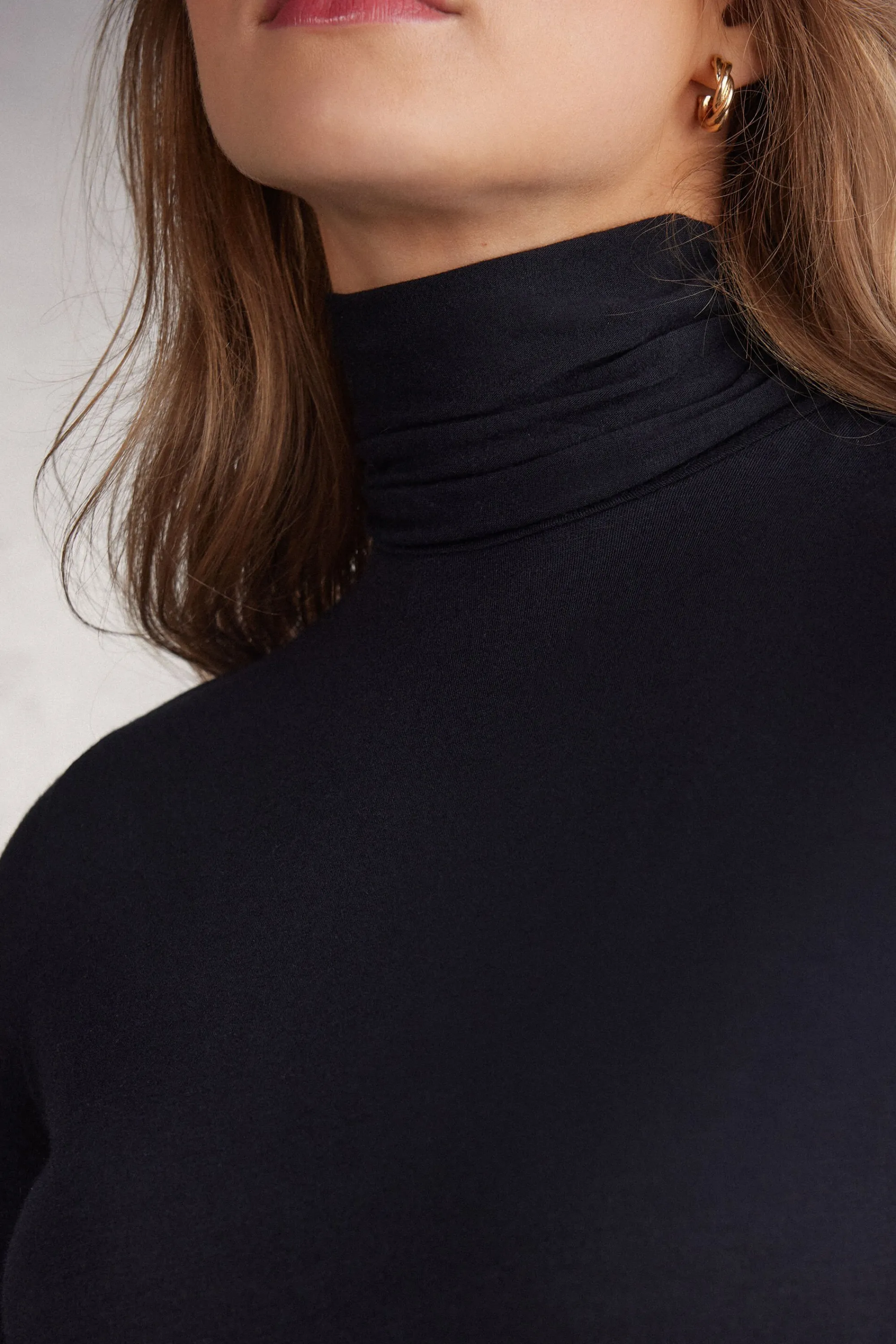 Intimissimi Maglia Manica Corta Collo Alto Modal con Cashmere Light