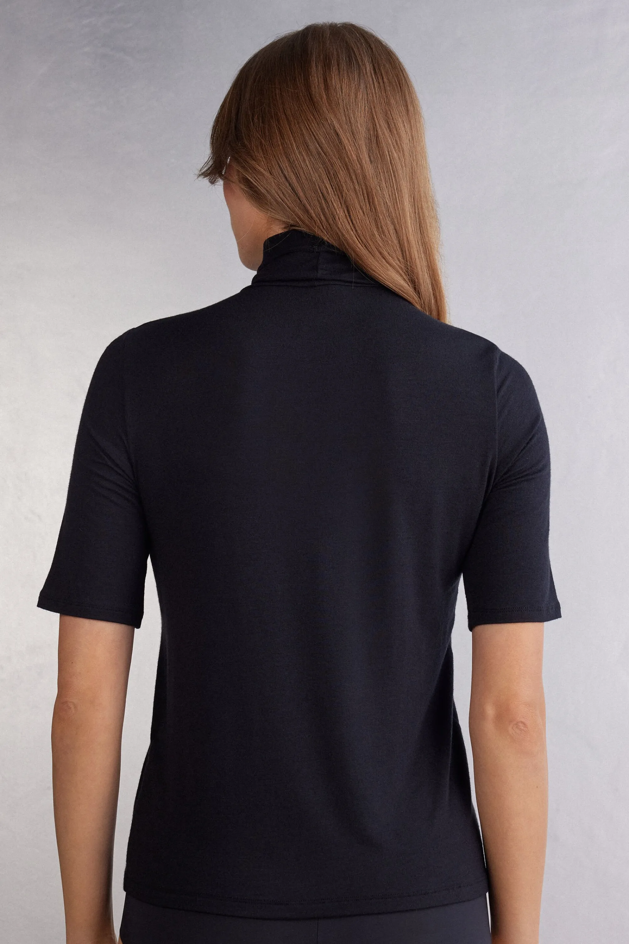 Intimissimi Maglia Manica Corta Collo Alto Modal con Cashmere Light