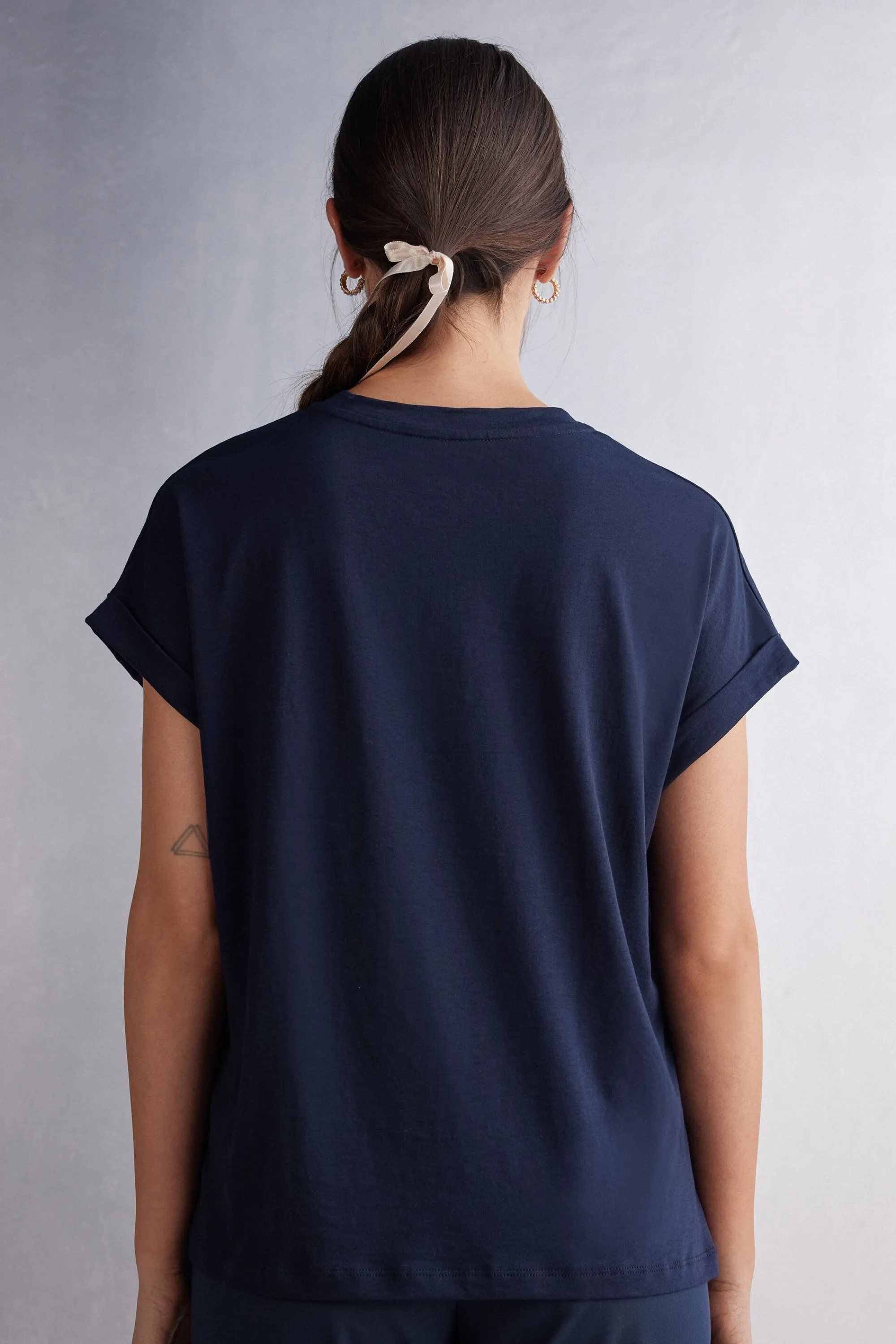 Intimissimi Maglia Manica Corta con Risvolto in Cotone Ultrafresh