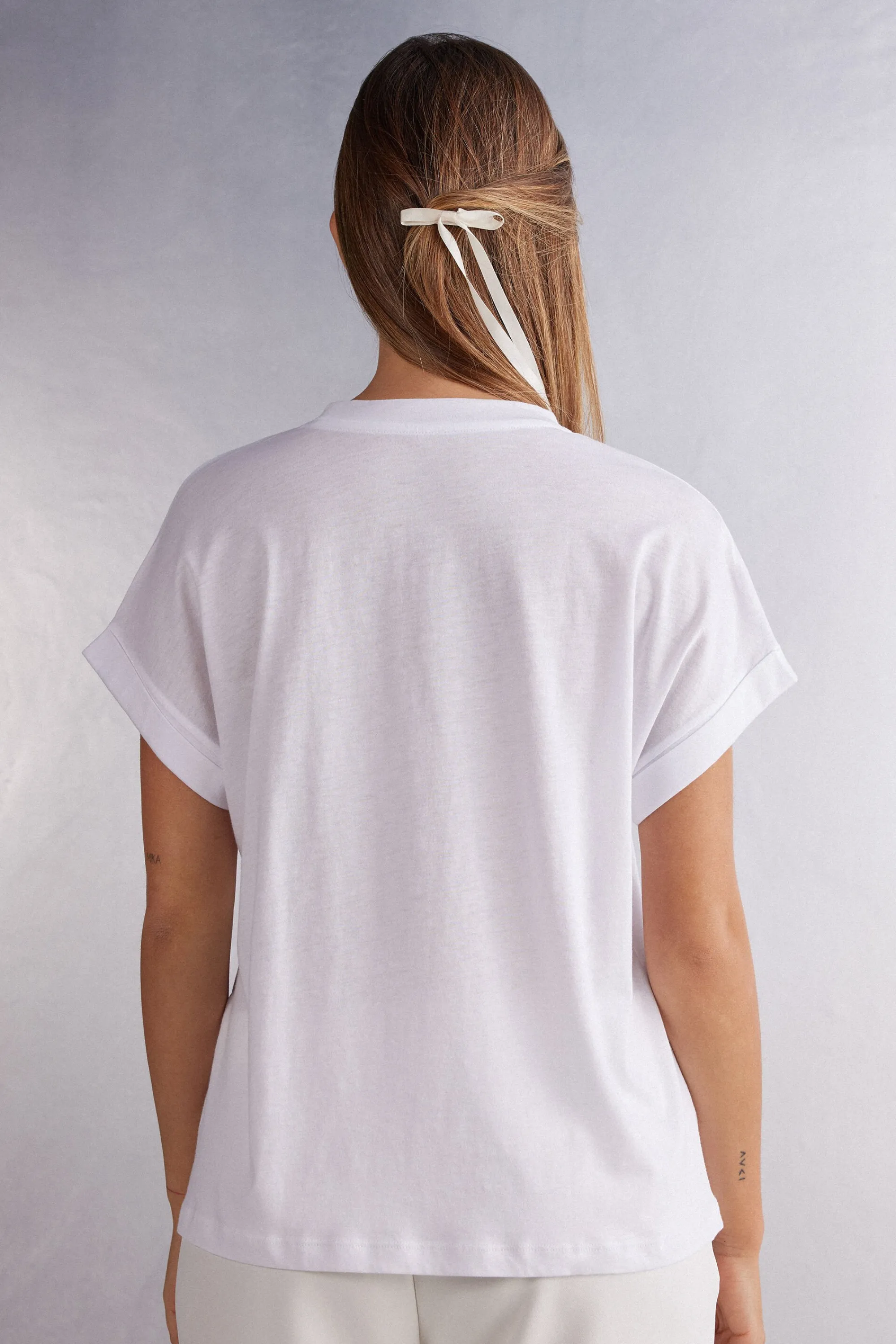 Intimissimi Maglia Manica Corta con Risvolto in Cotone Ultrafresh