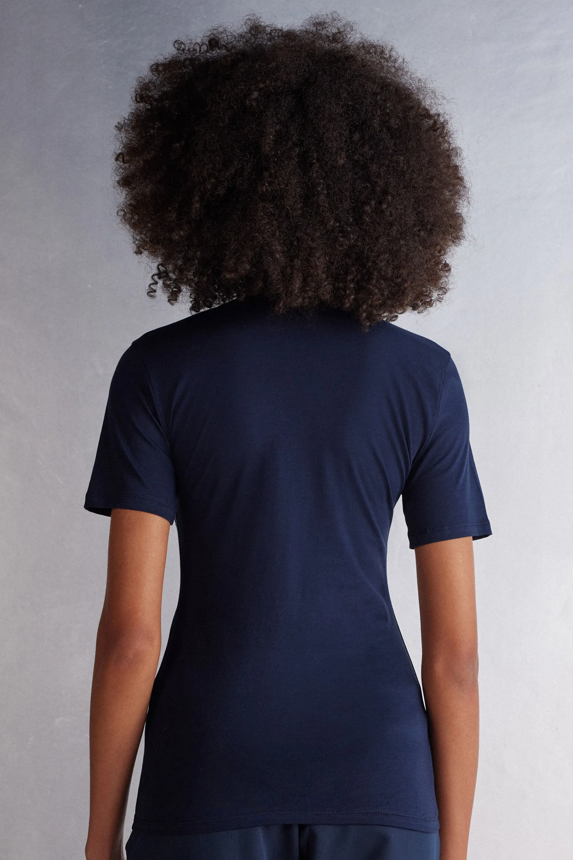 Intimissimi Maglia Manica Corta con Scollo a V in Cotone Ultrafresh