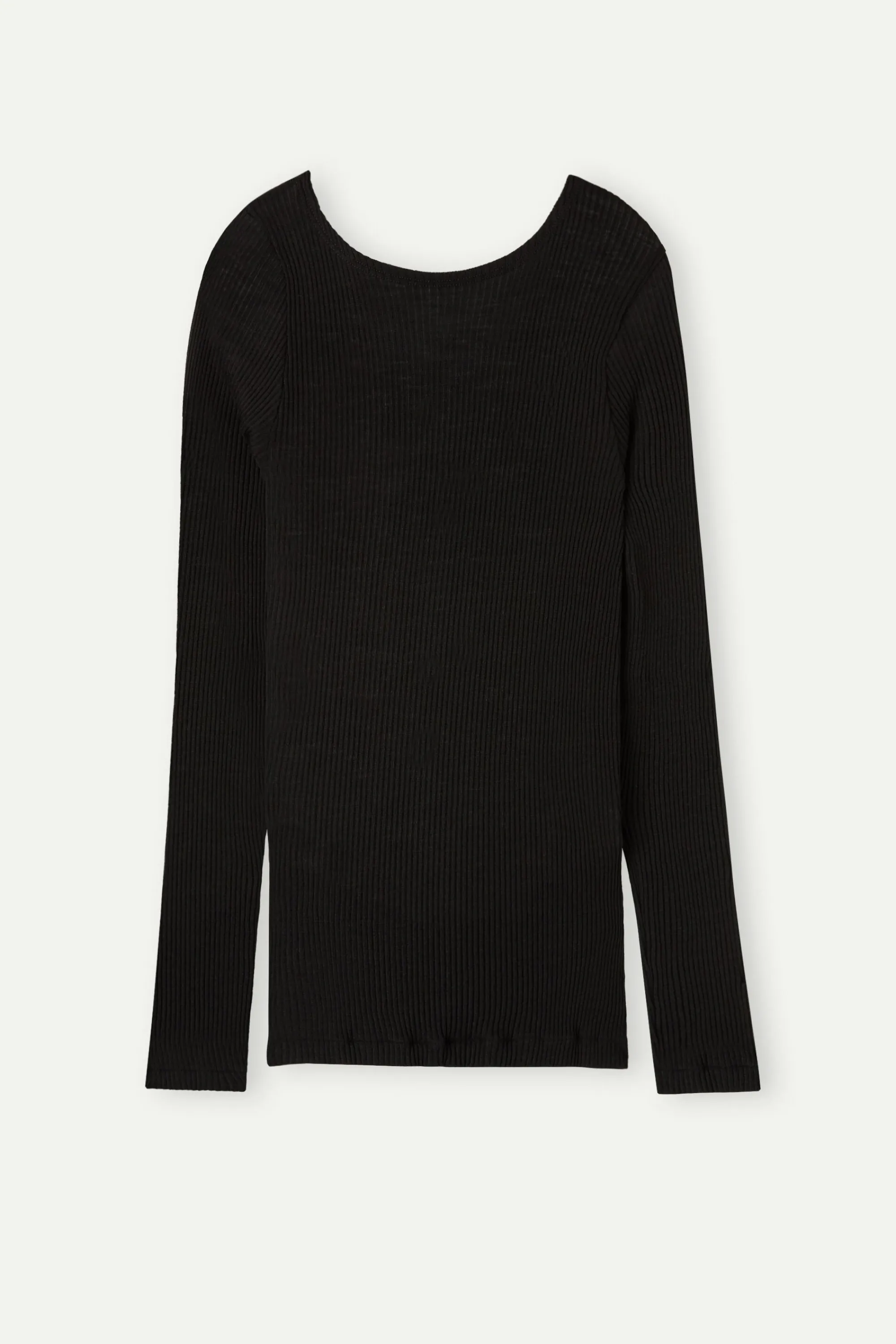 Intimissimi Maglia Manica Lunga a Girocollo Ampio in Lana e Seta