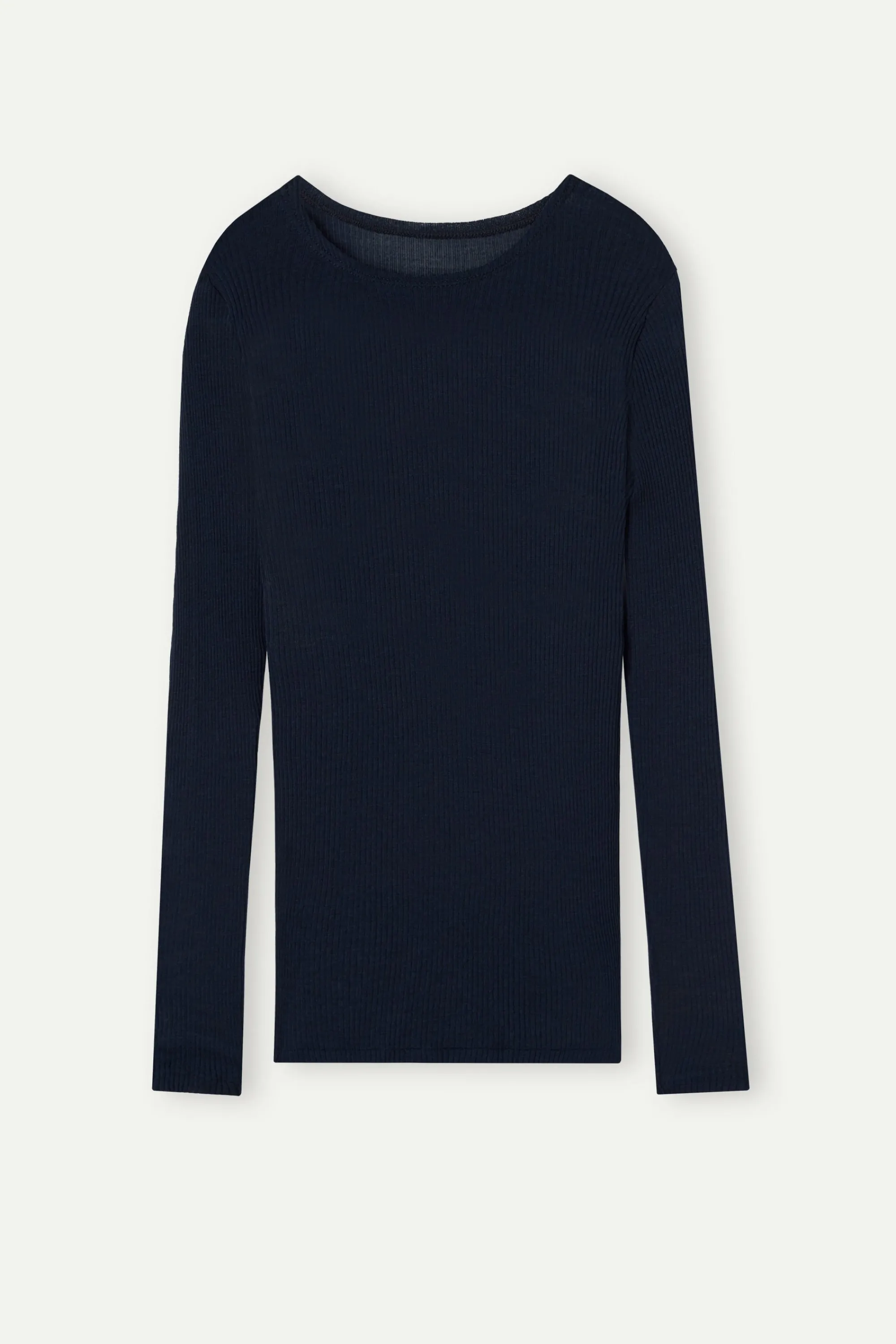 Intimissimi Maglia Manica Lunga a Girocollo Ampio in Lana e Seta
