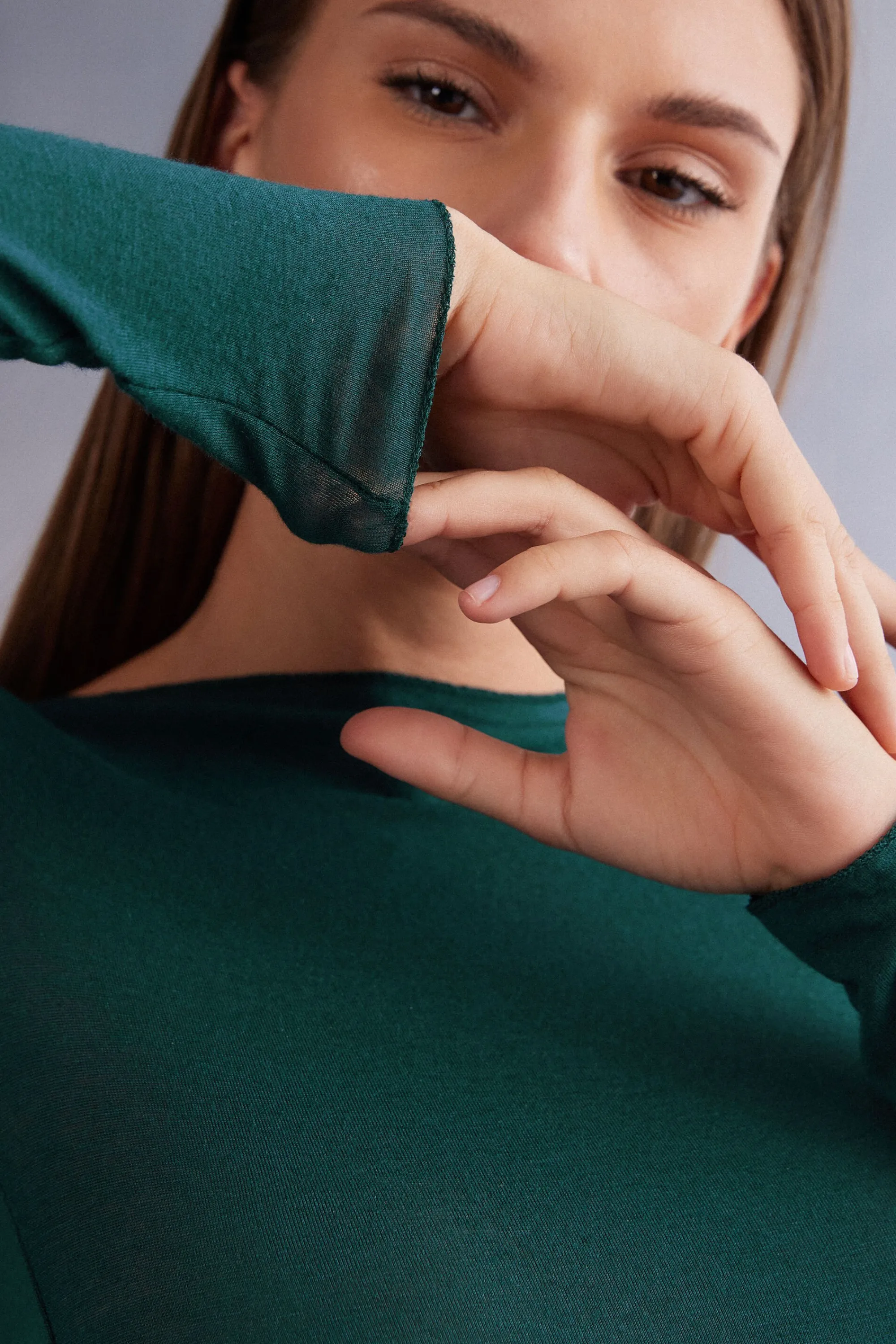 Intimissimi Maglia Manica Lunga in Modal con Cashmere e Scollo a Barchetta