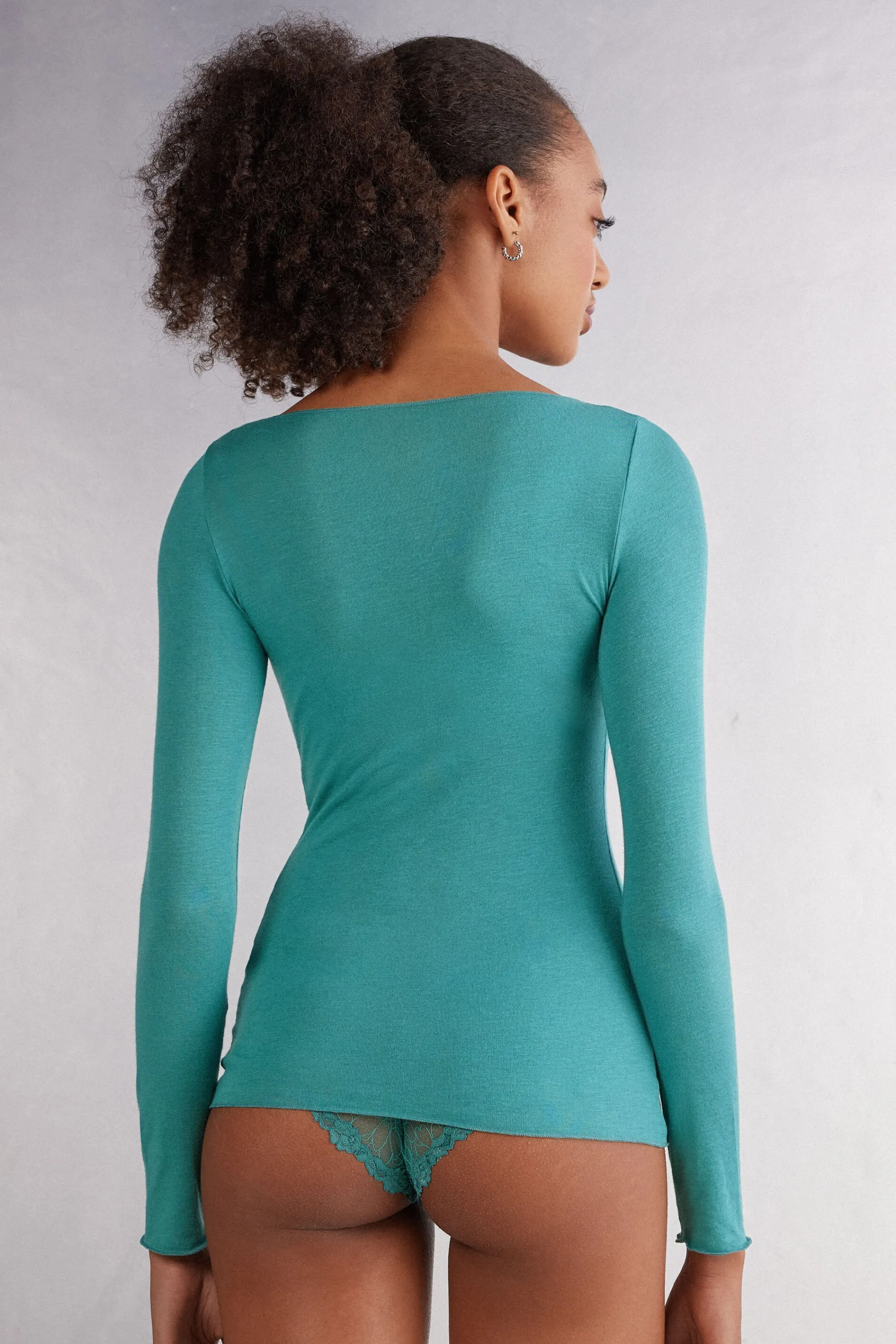 Intimissimi Maglia Manica Lunga in Modal con Cashmere e Scollo a Barchetta