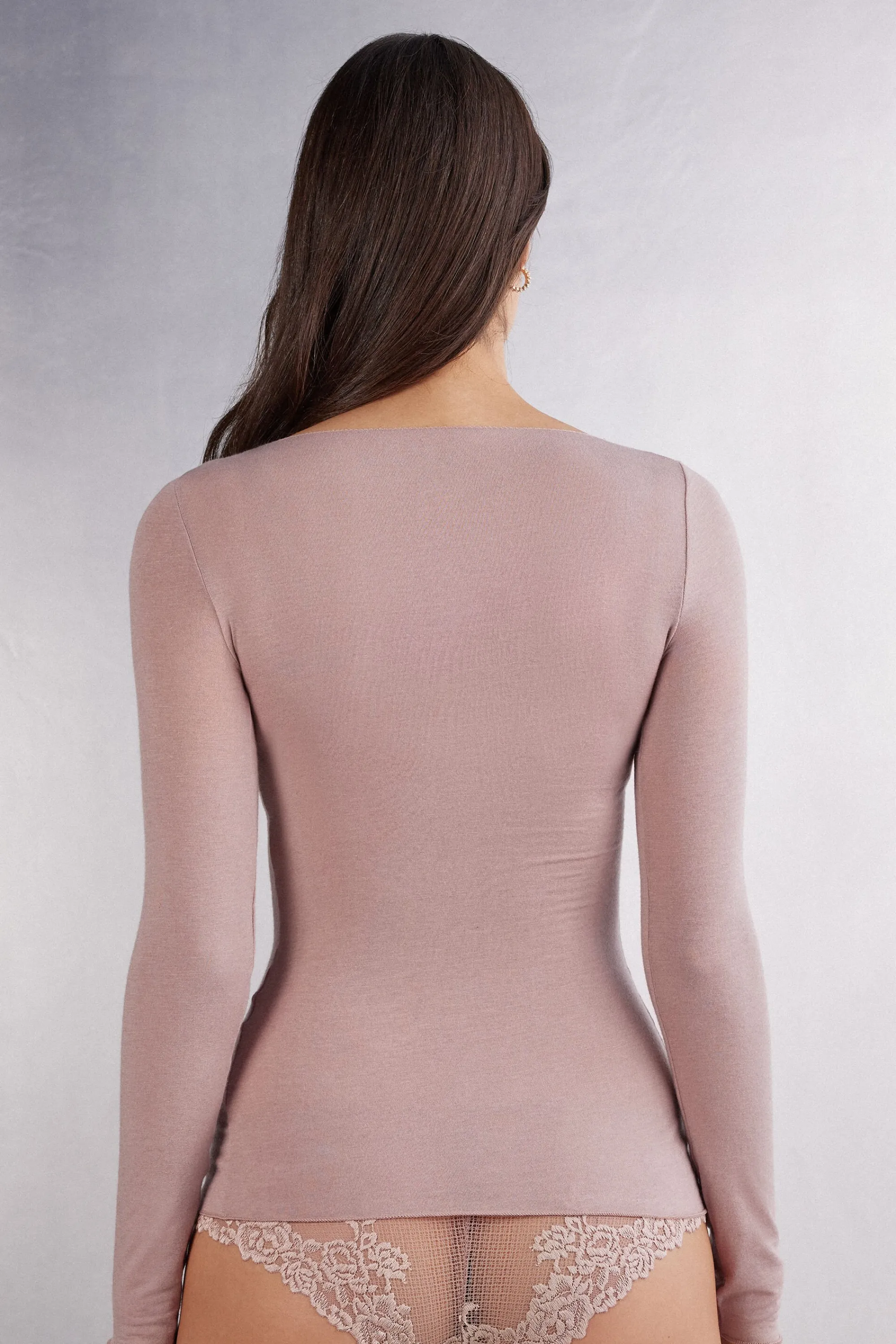 Intimissimi Maglia Manica Lunga in Modal con Cashmere e Scollo a Barchetta