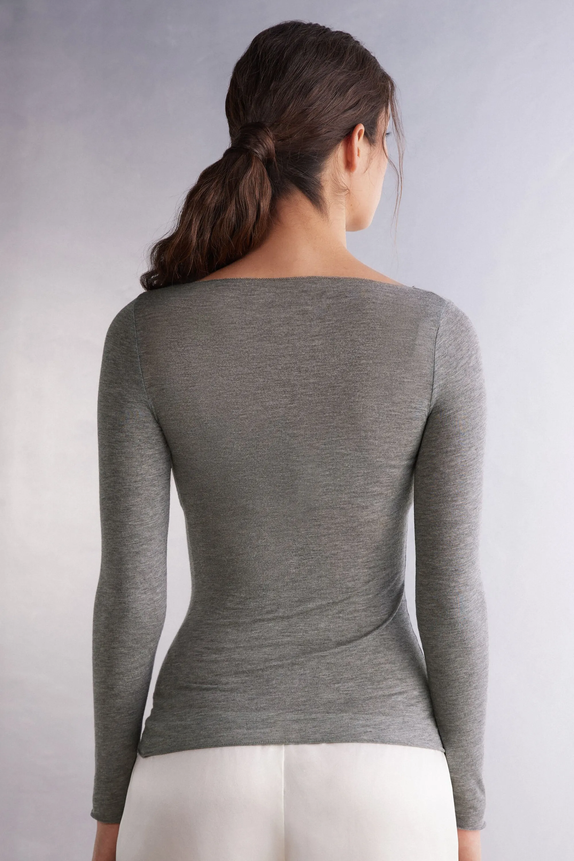 Intimissimi Maglia Manica Lunga in Modal con Cashmere e Scollo a Barchetta