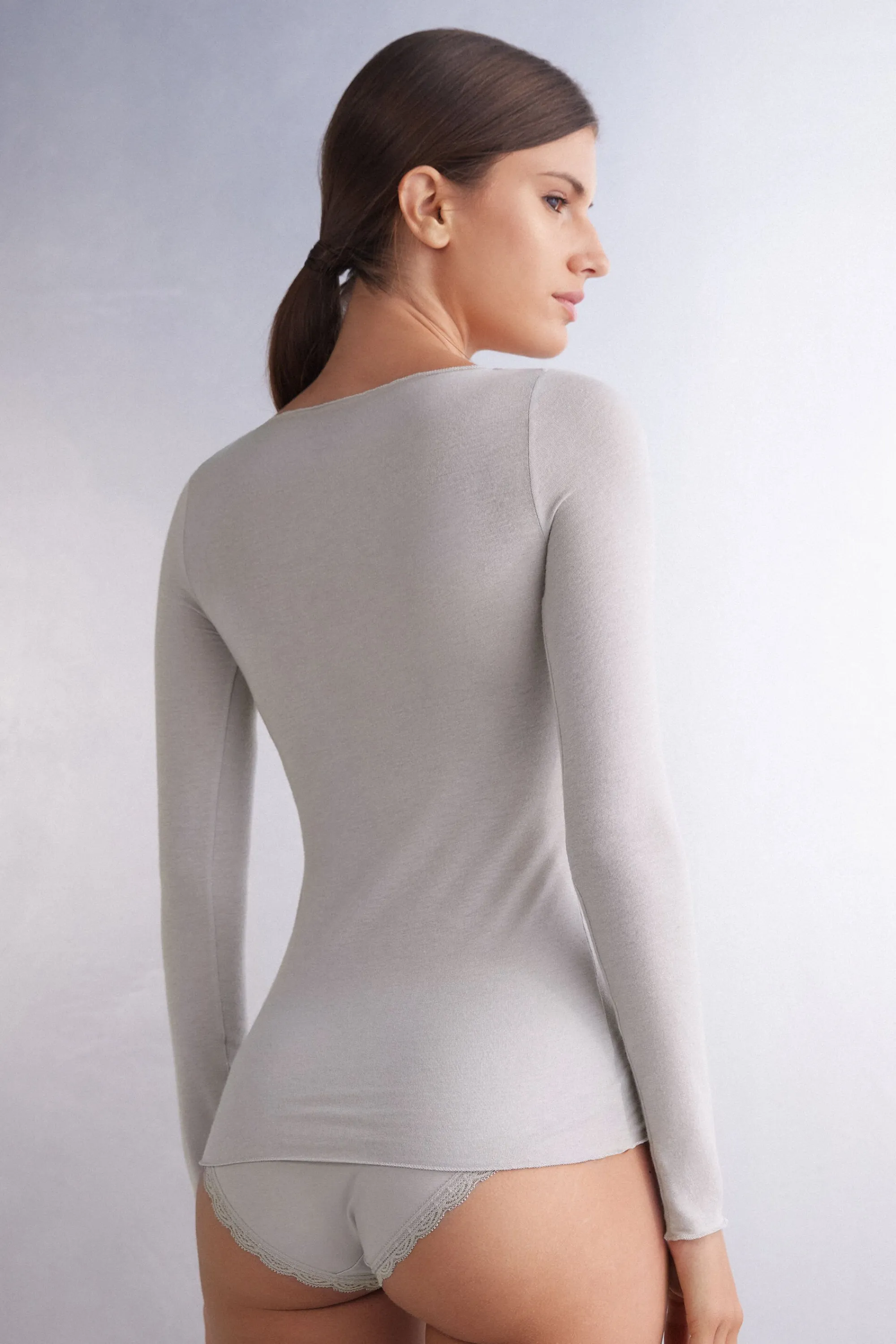 Intimissimi Maglia Manica Lunga in Modal con Cashmere e Scollo a Barchetta