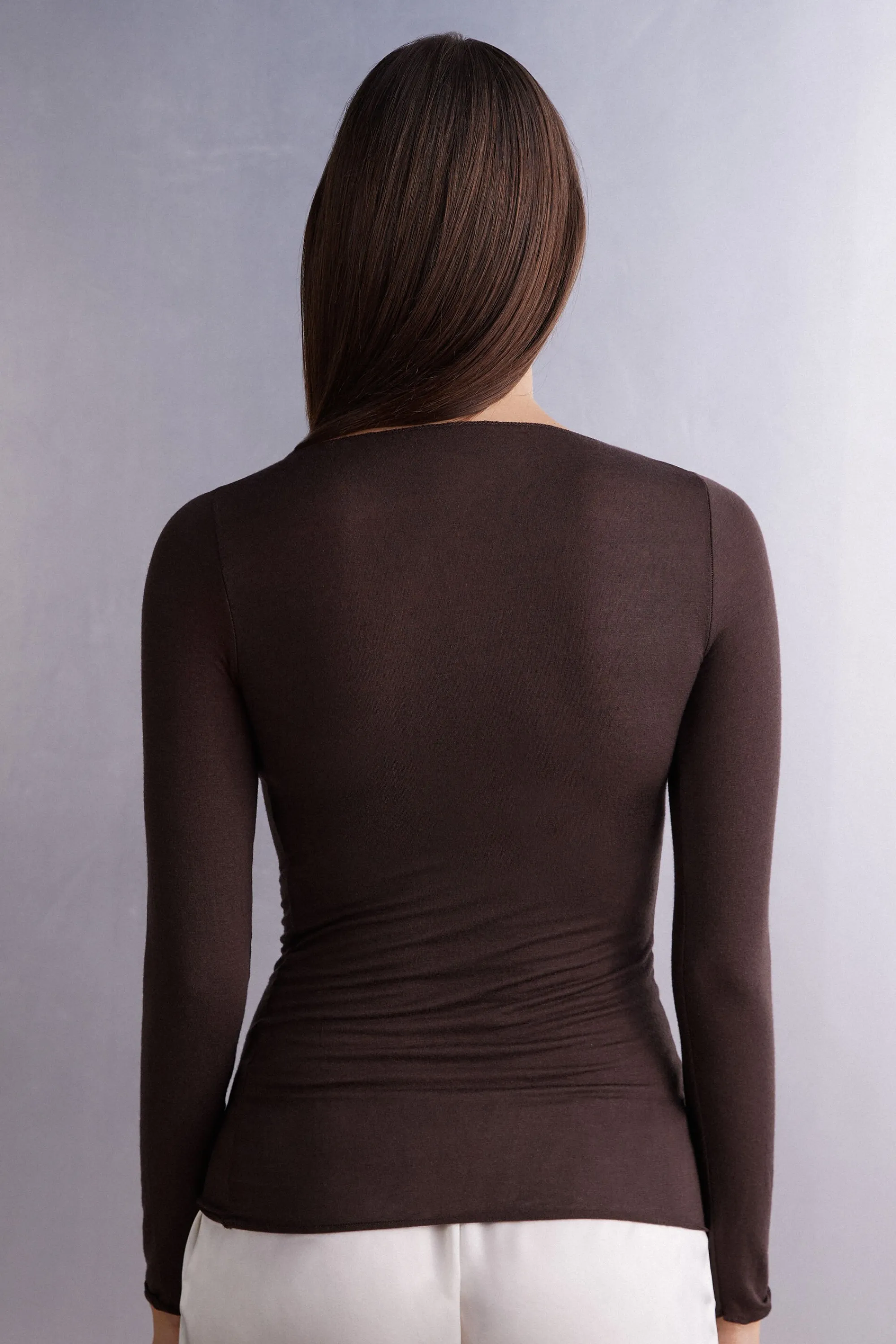 Intimissimi Maglia Manica Lunga in Modal con Cashmere e Scollo a Barchetta