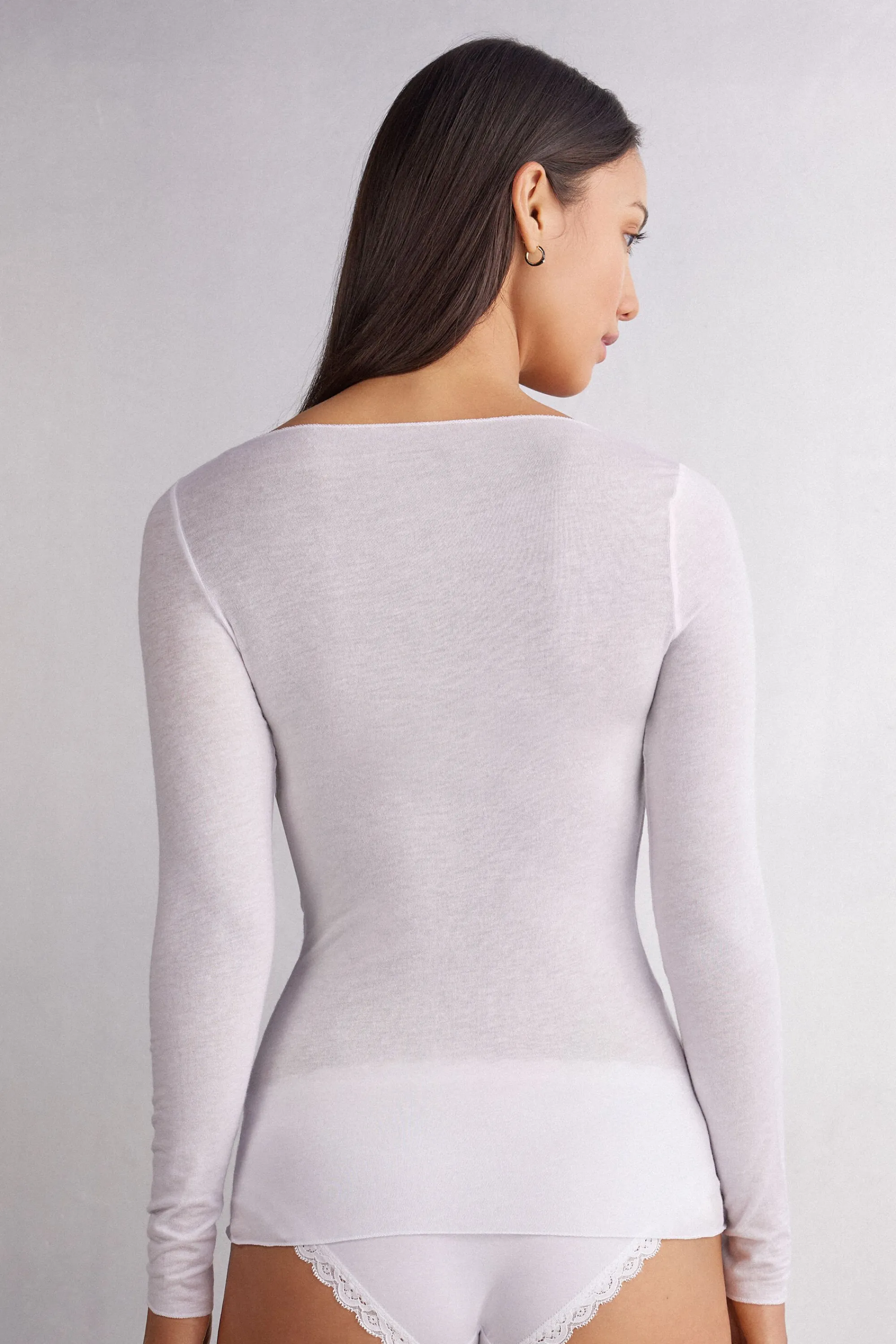 Intimissimi Maglia Manica Lunga in Modal con Cashmere e Scollo a Barchetta
