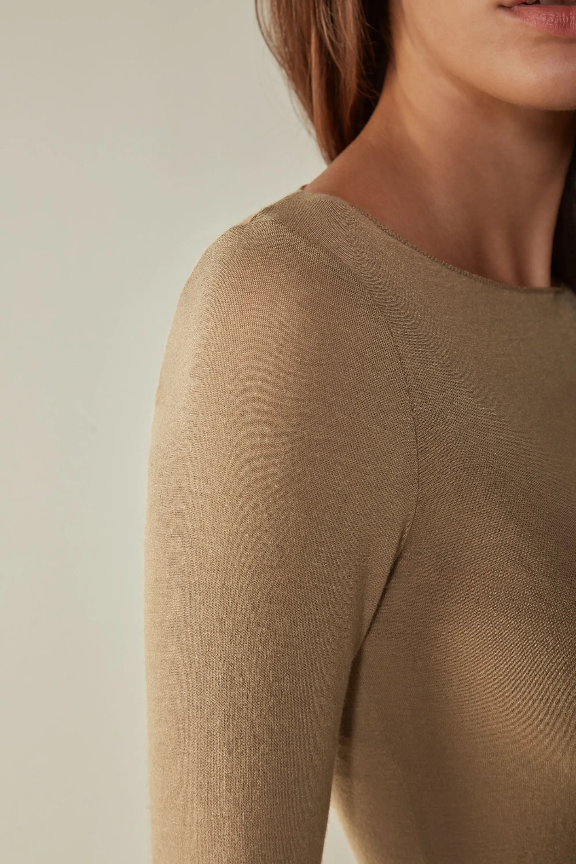 Intimissimi Maglia Manica Lunga in Modal con Cashmere e Scollo a Barchetta