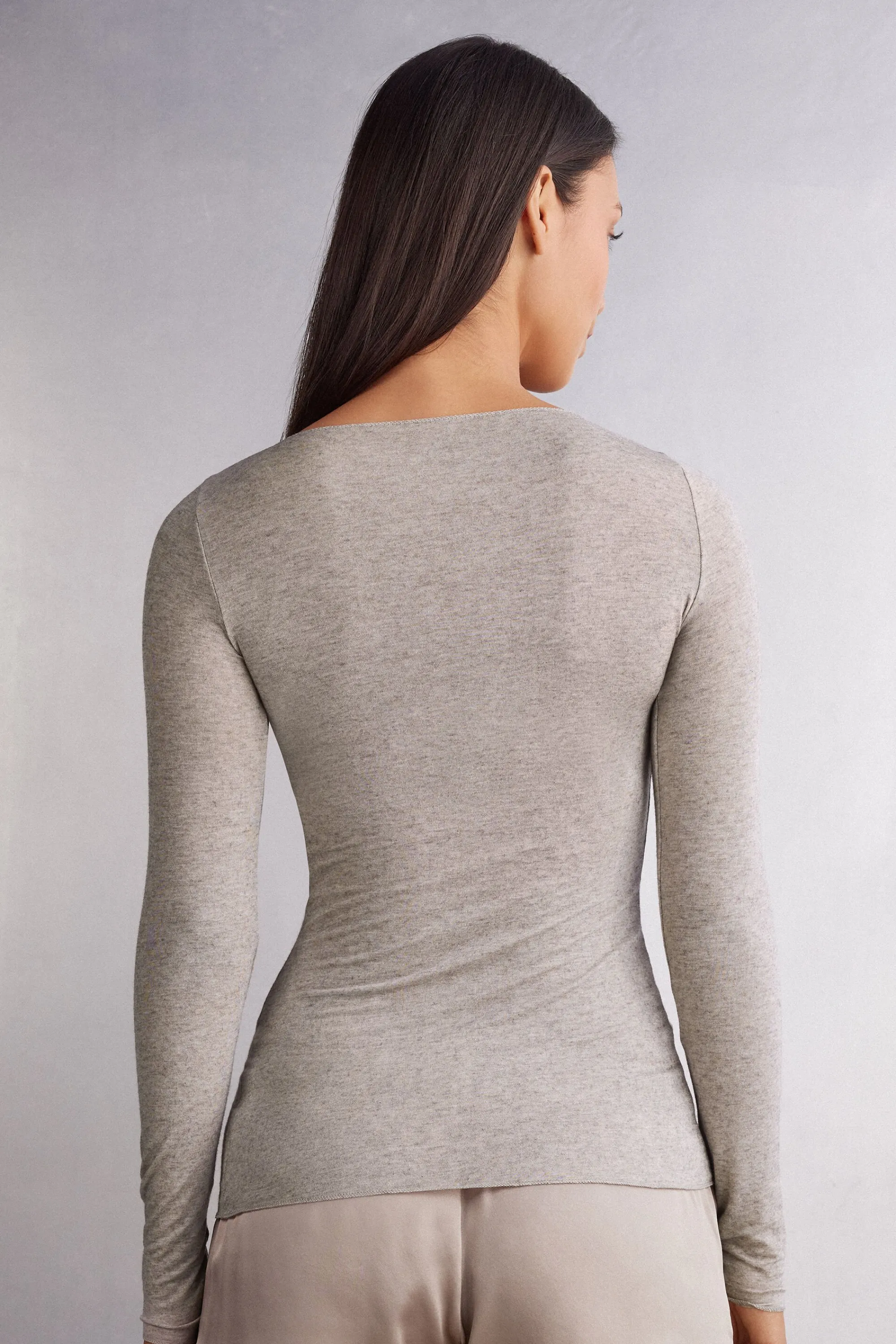 Intimissimi Maglia Manica Lunga in Modal con Cashmere e Scollo a Barchetta