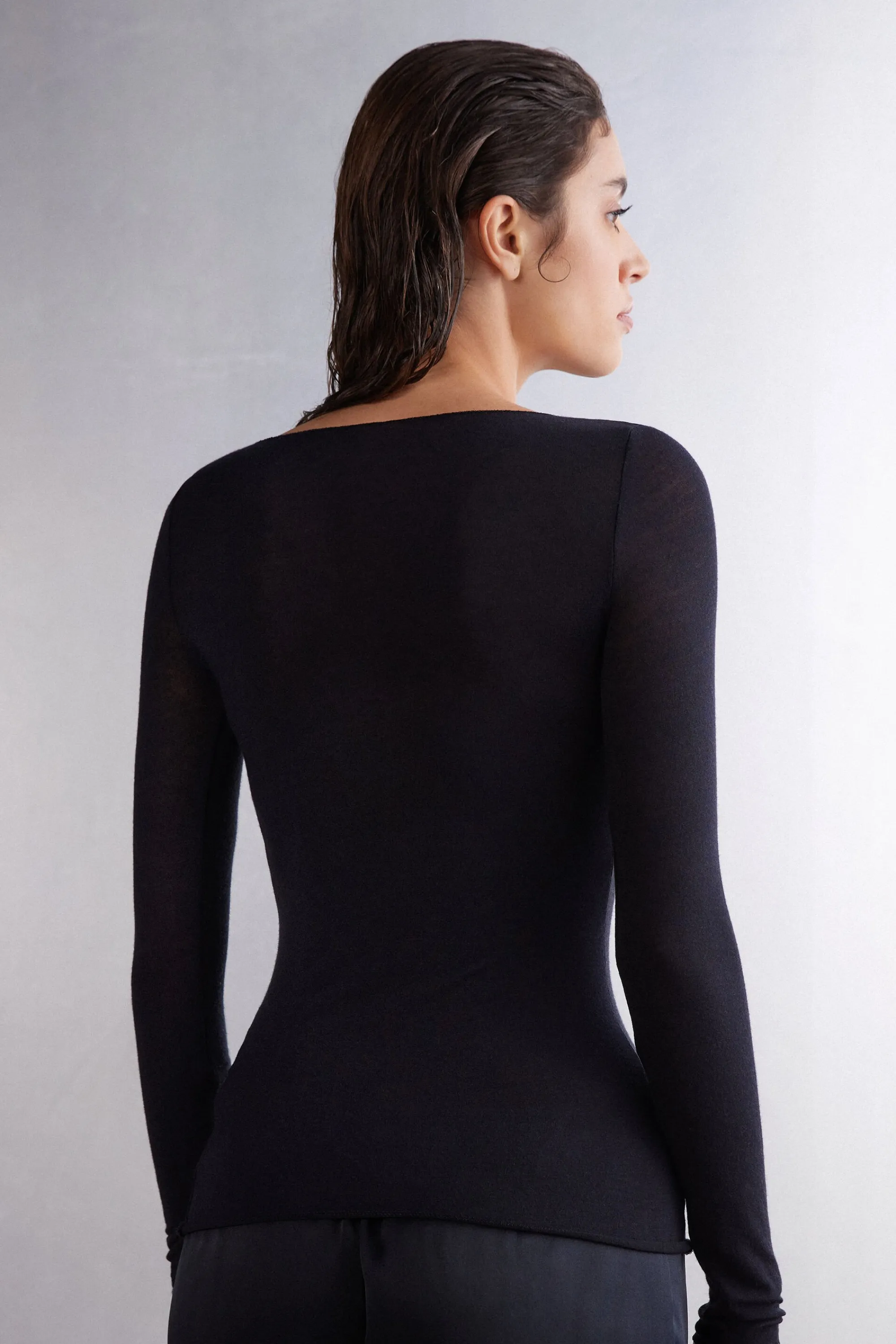 Intimissimi Maglia Manica Lunga in Modal con Cashmere e Scollo a Barchetta