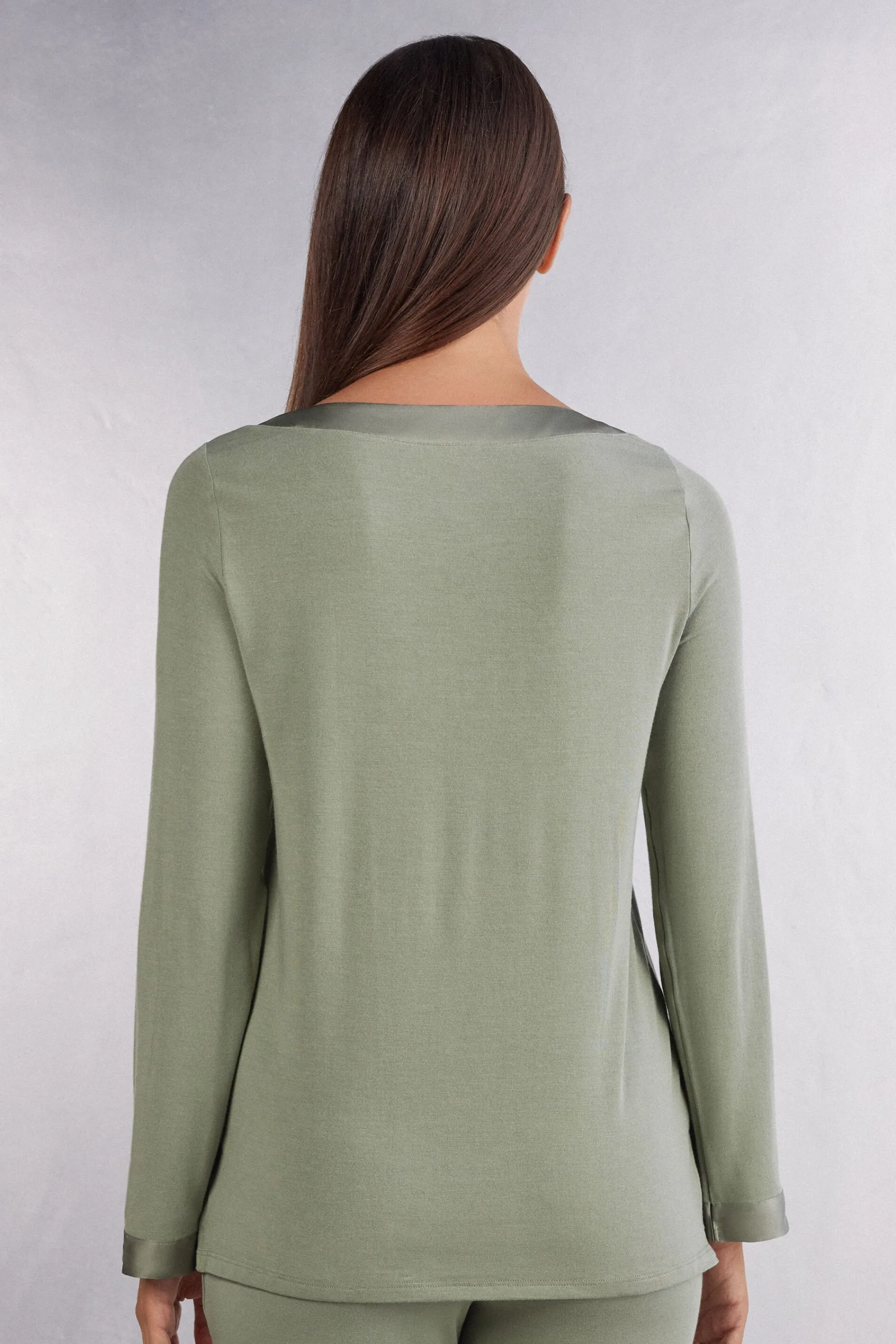 Intimissimi Maglia Manica Lunga Scollo a Barchetta in Modal Satin Details
