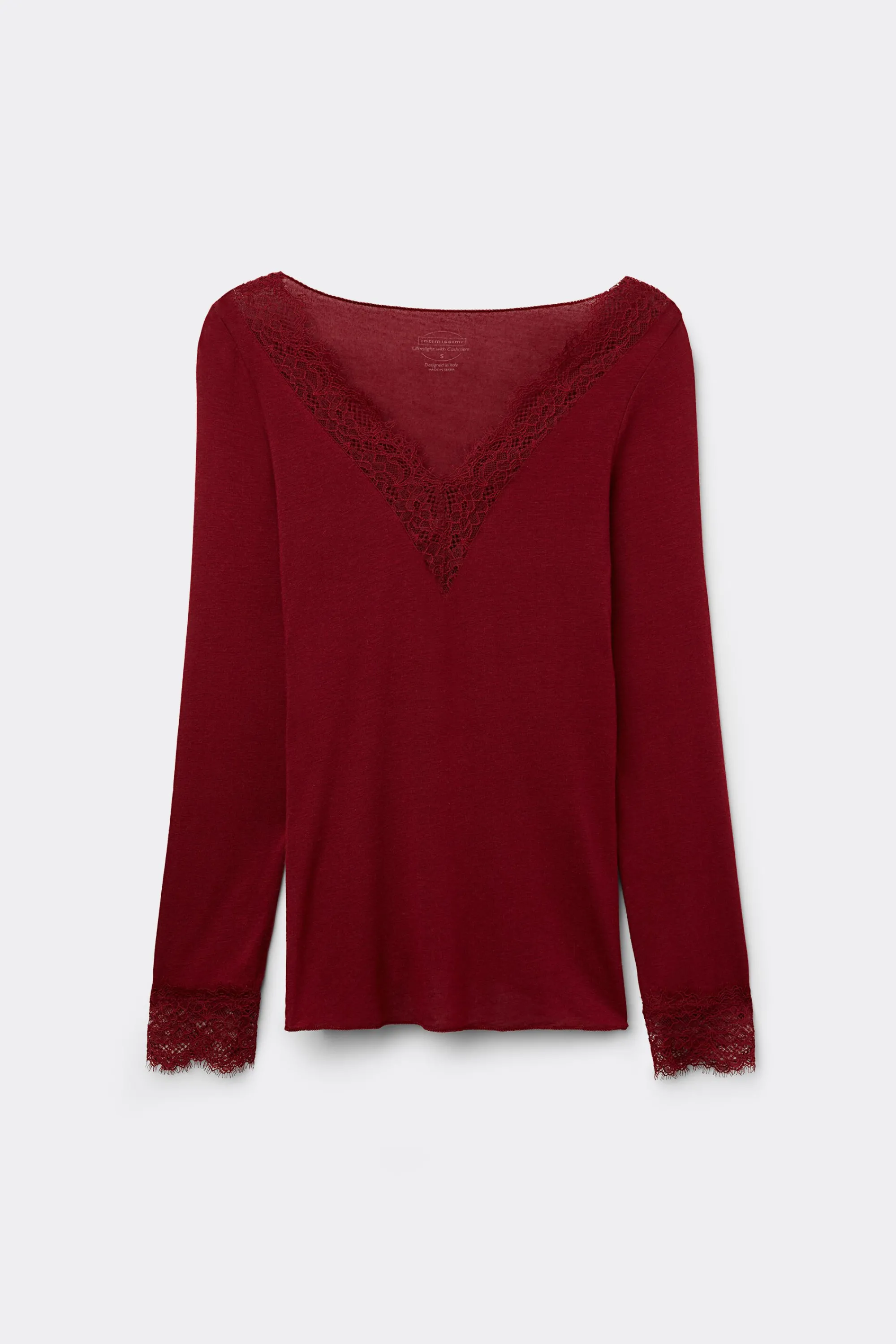 Intimissimi Maglia scollo a V in Modal Cashmere Ultralight e Pizzo