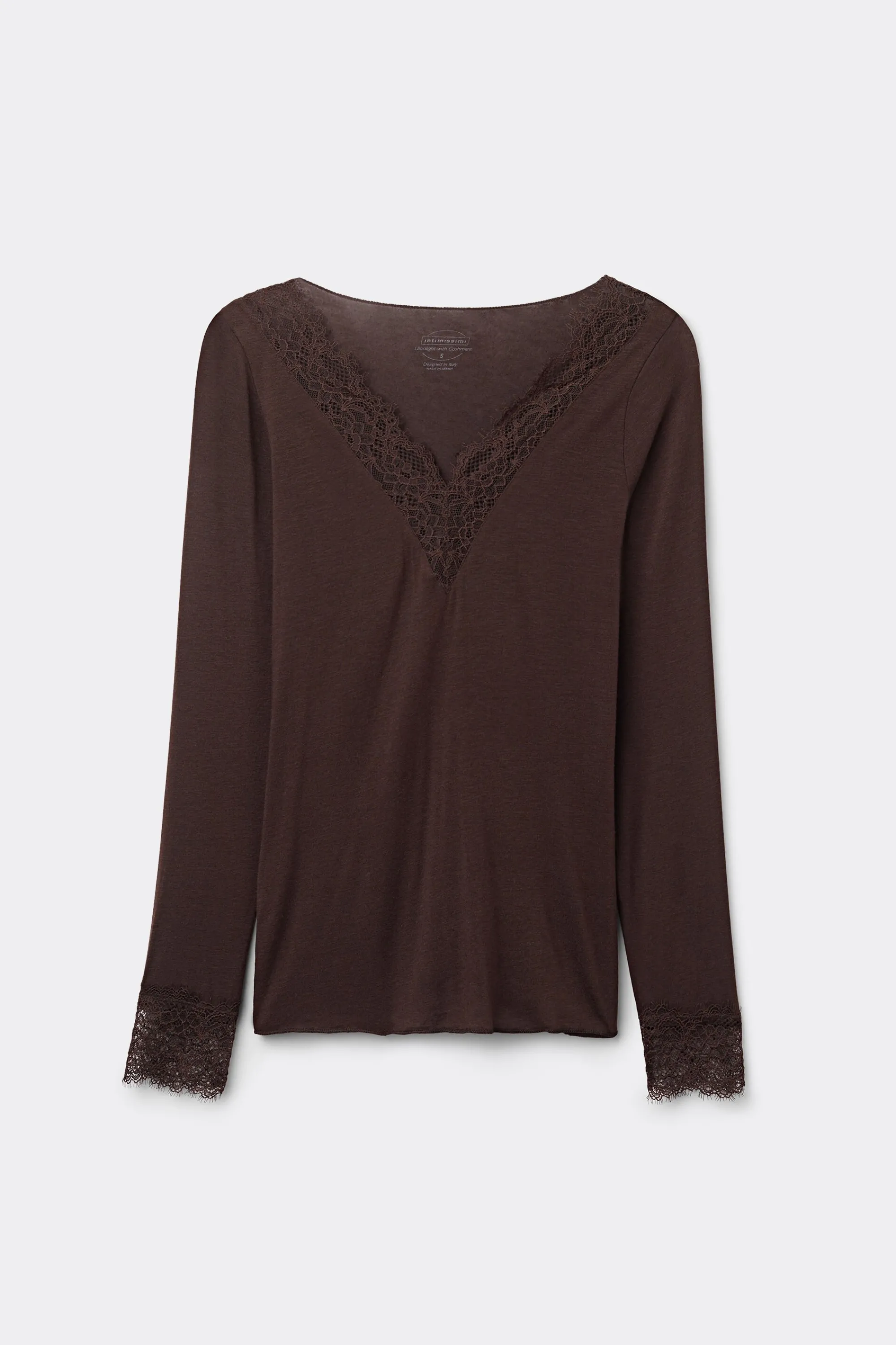 Intimissimi Maglia scollo a V in Modal Cashmere Ultralight e Pizzo