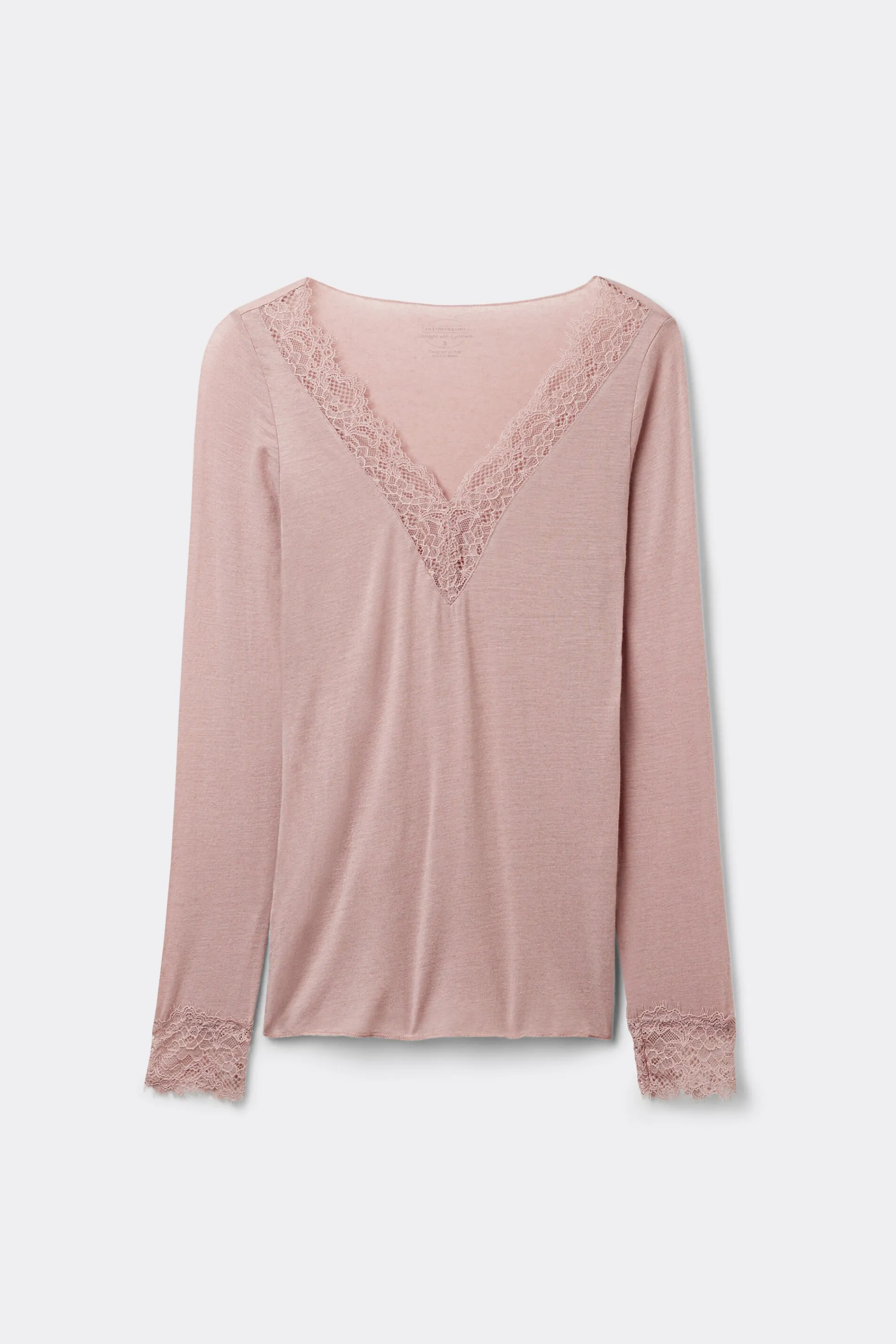 Intimissimi Maglia scollo a V in Modal Cashmere Ultralight e Pizzo