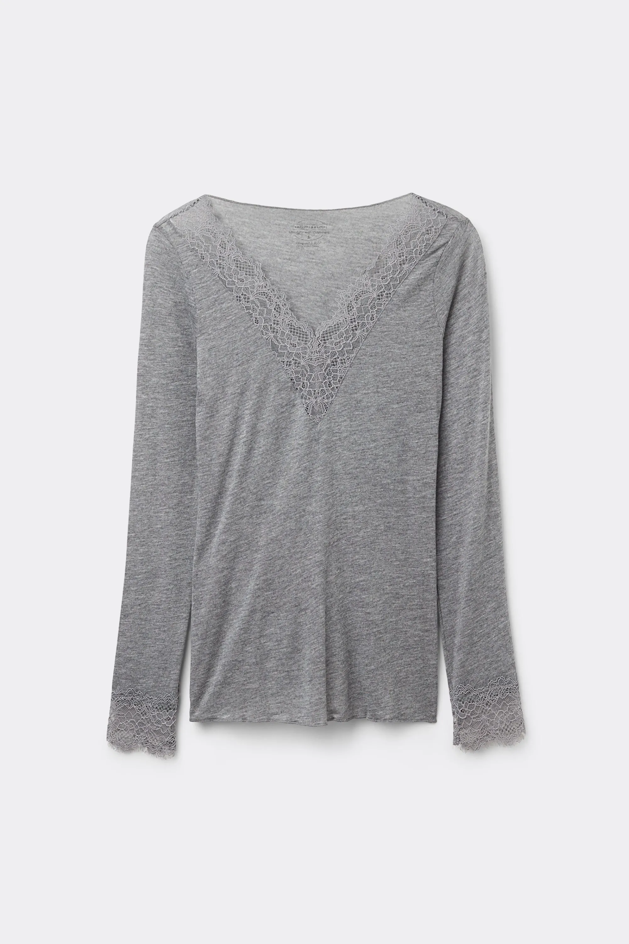 Intimissimi Maglia scollo a V in Modal Cashmere Ultralight e Pizzo