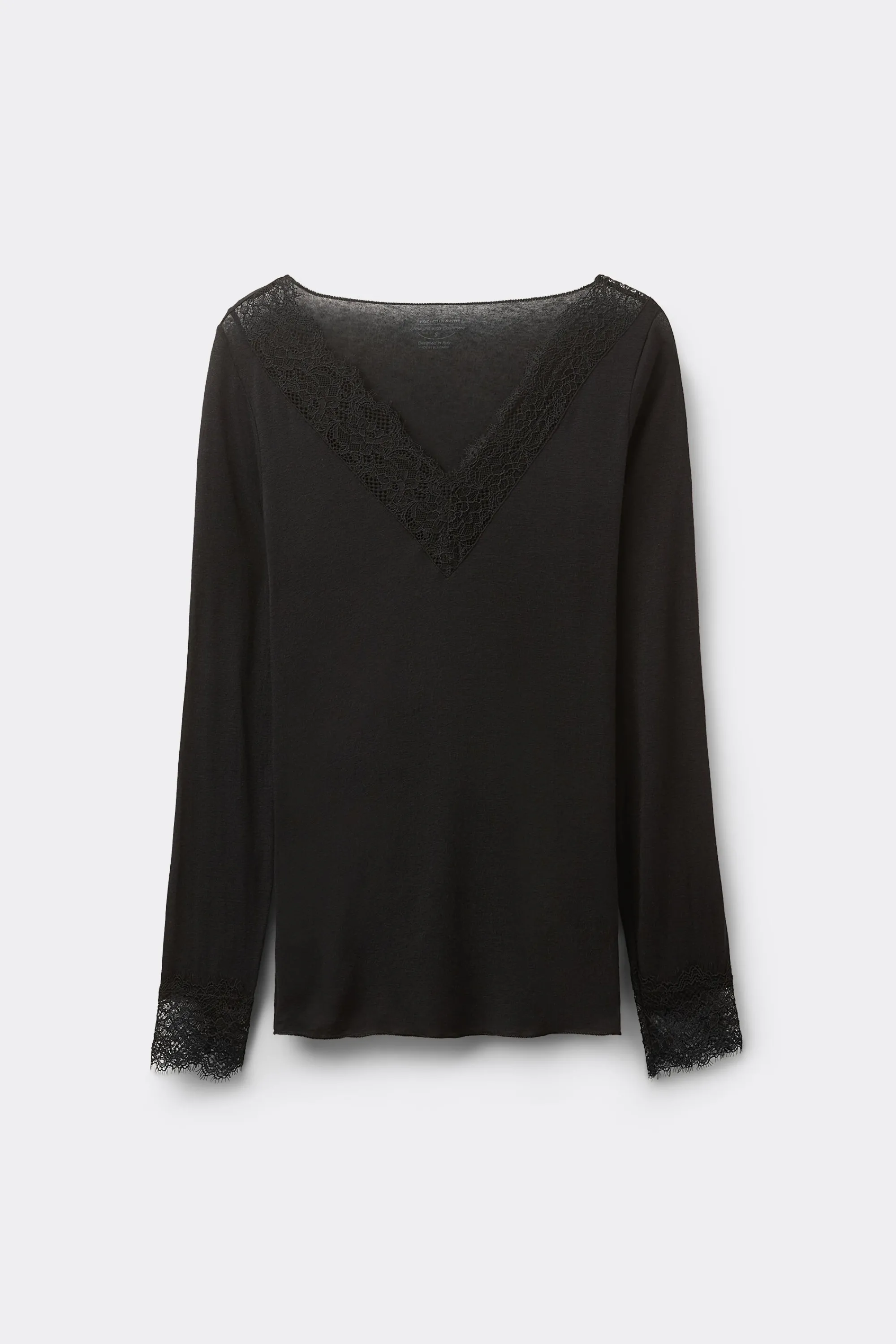 Intimissimi Maglia scollo a V in Modal Cashmere Ultralight e Pizzo