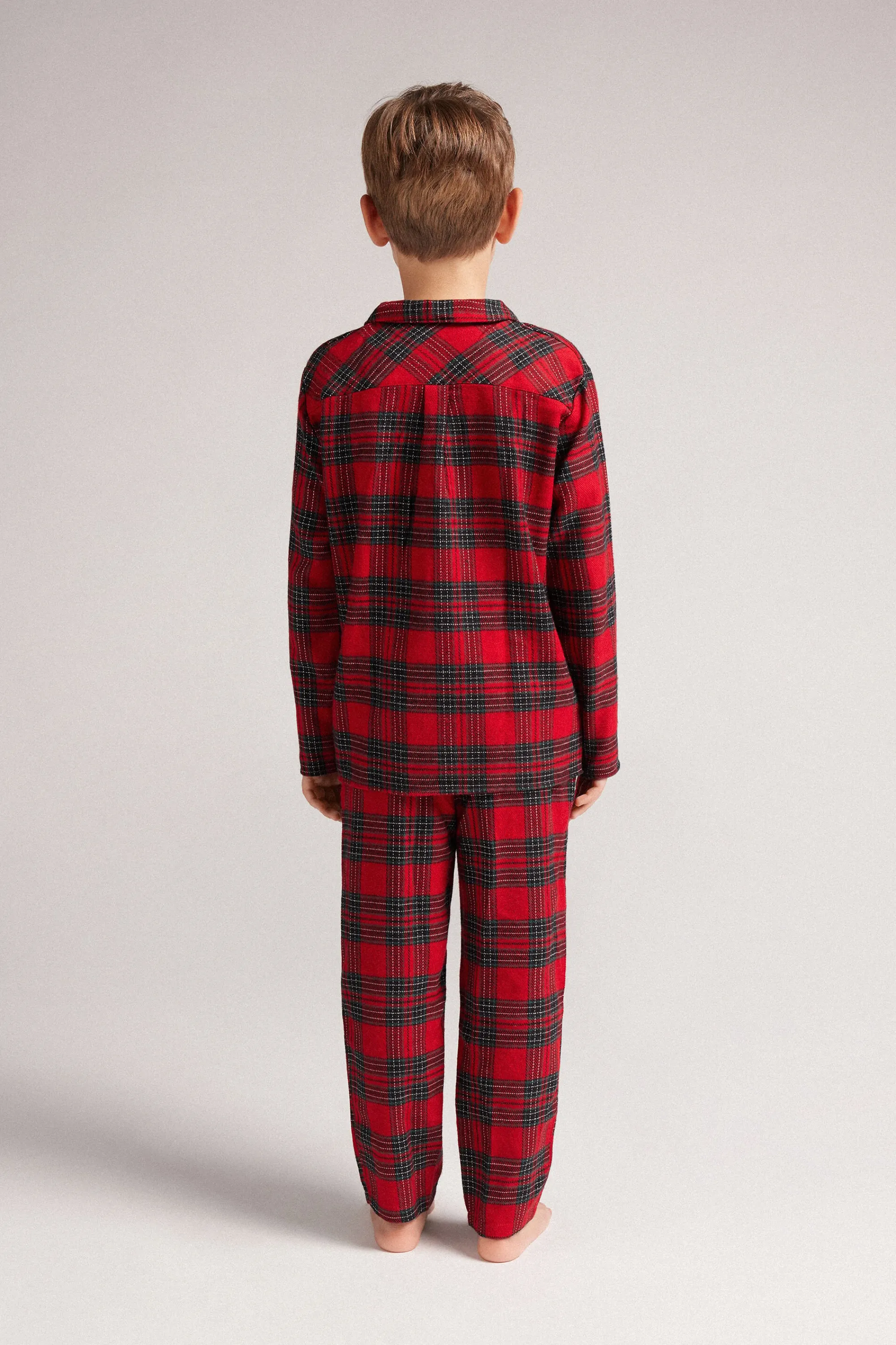 Bambino Intimissimi Pigiama Lungo Bambino in Tela Garzata Tartan