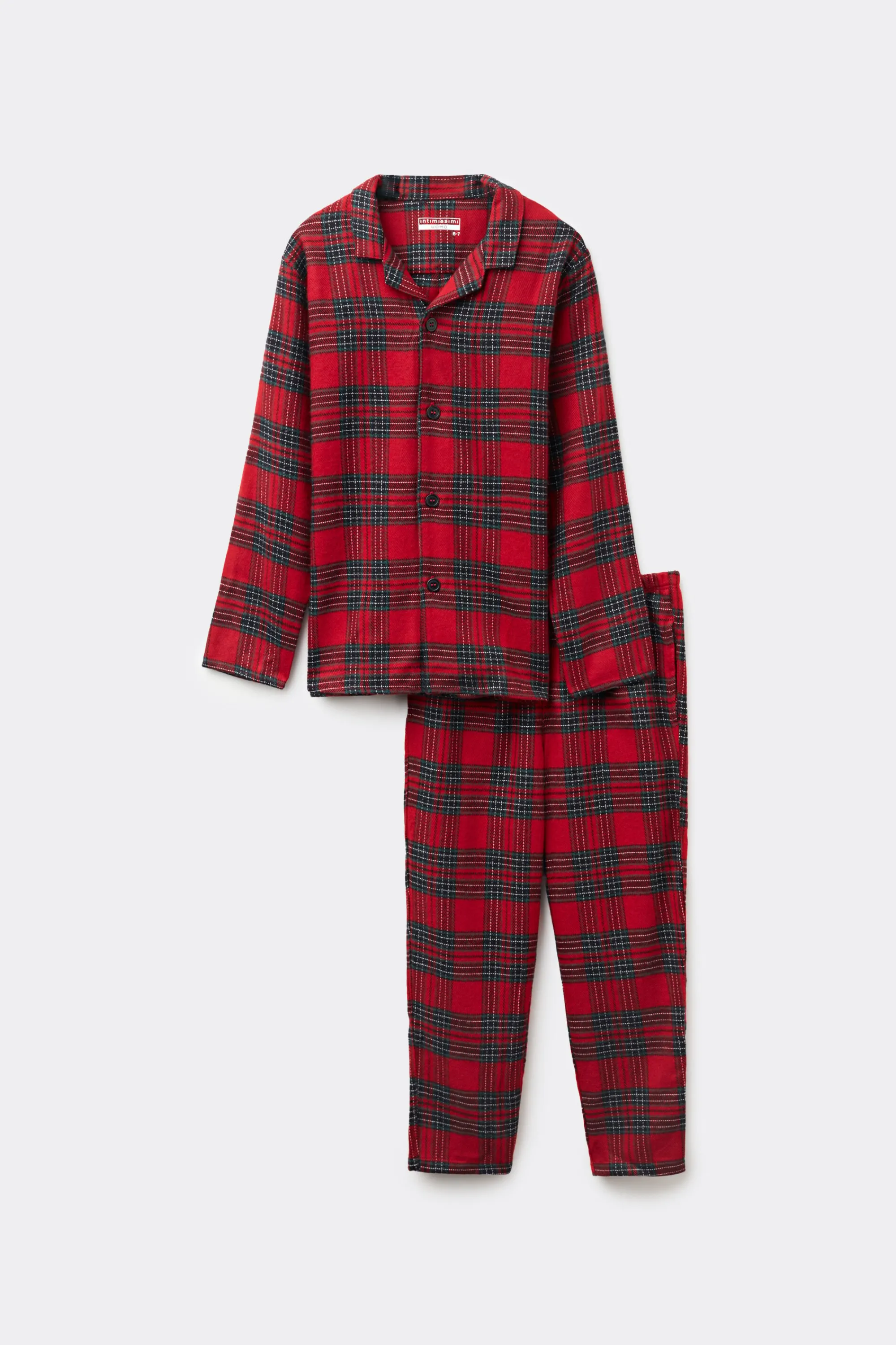 Bambino Intimissimi Pigiama Lungo Bambino in Tela Garzata Tartan