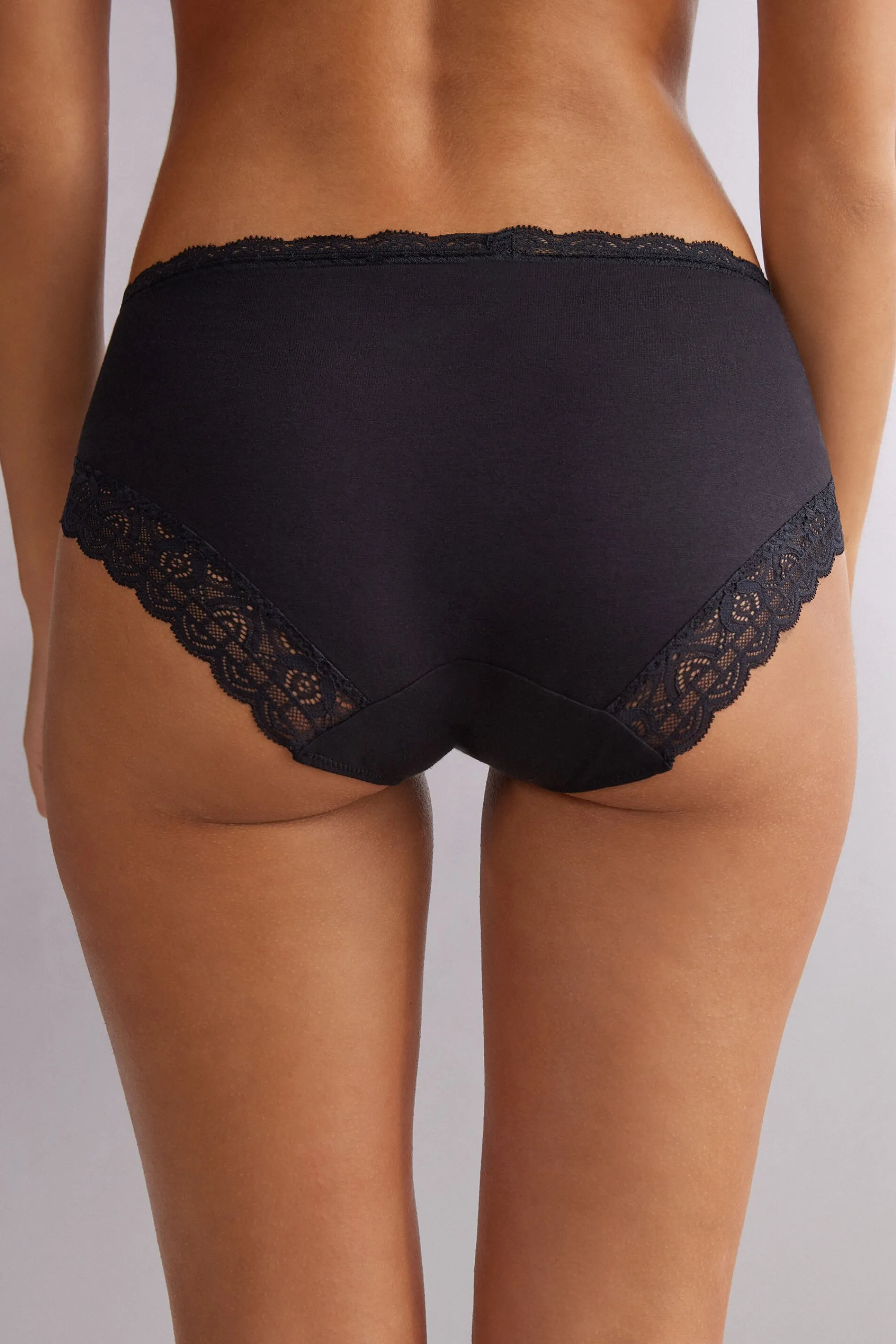 Intimissimi Slip Vita Semi-alta in Cotone e Pizzo