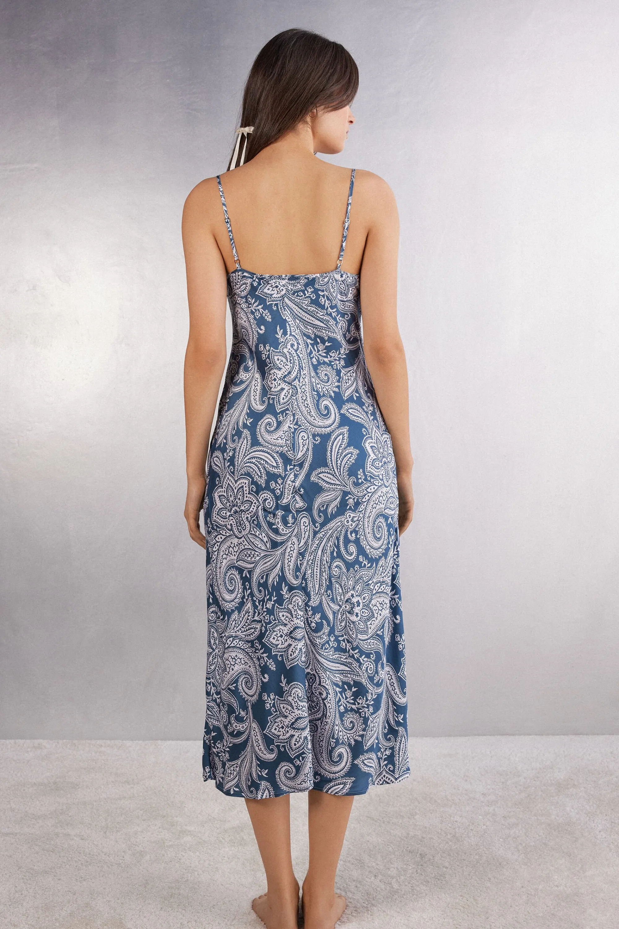 Intimissimi Sottoveste Lunga in Raso di Viscosa Flower Paisley